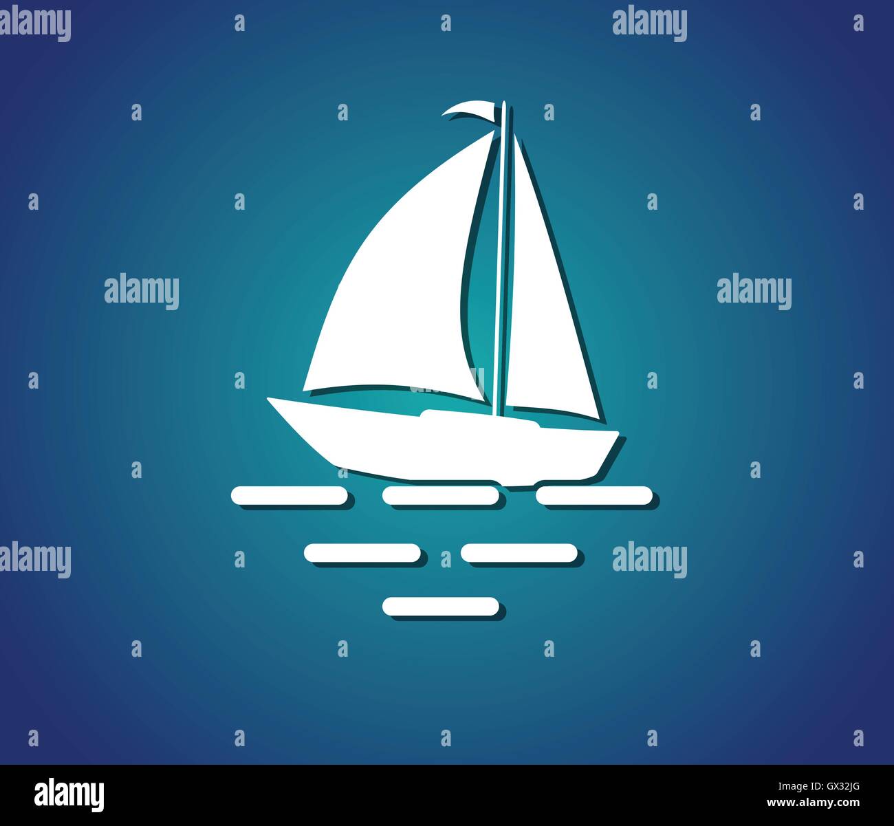 Symbole yacht sea blue background vector illustration Illustration de Vecteur