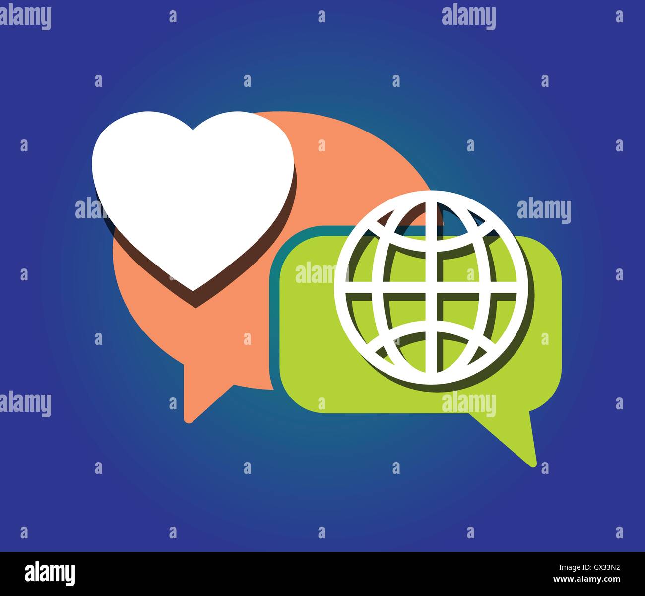 Coeur de la terre, globe, comme symbole et bulle comme amoureux de la