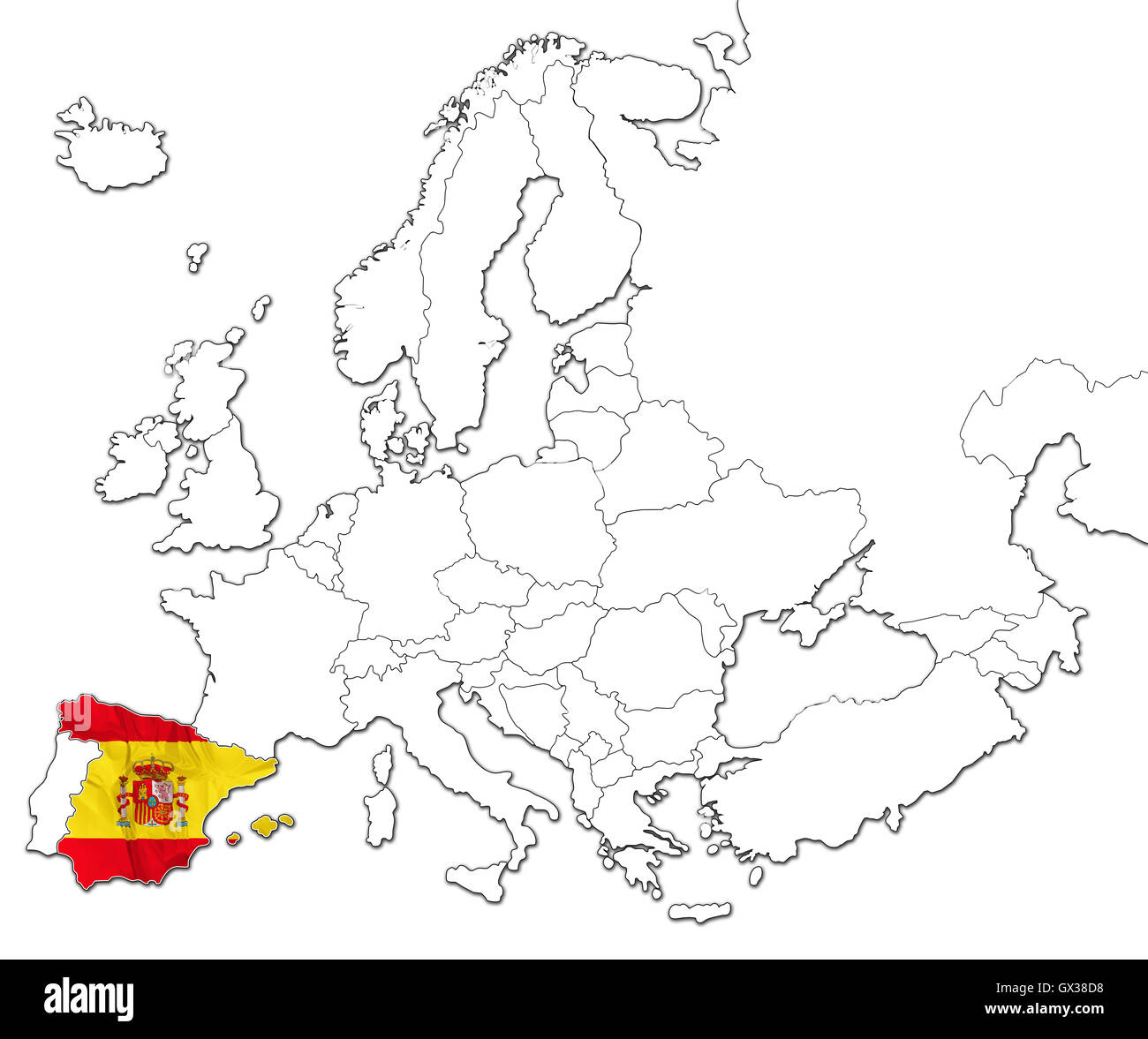 Carte de l’Espagne Banque D'Images