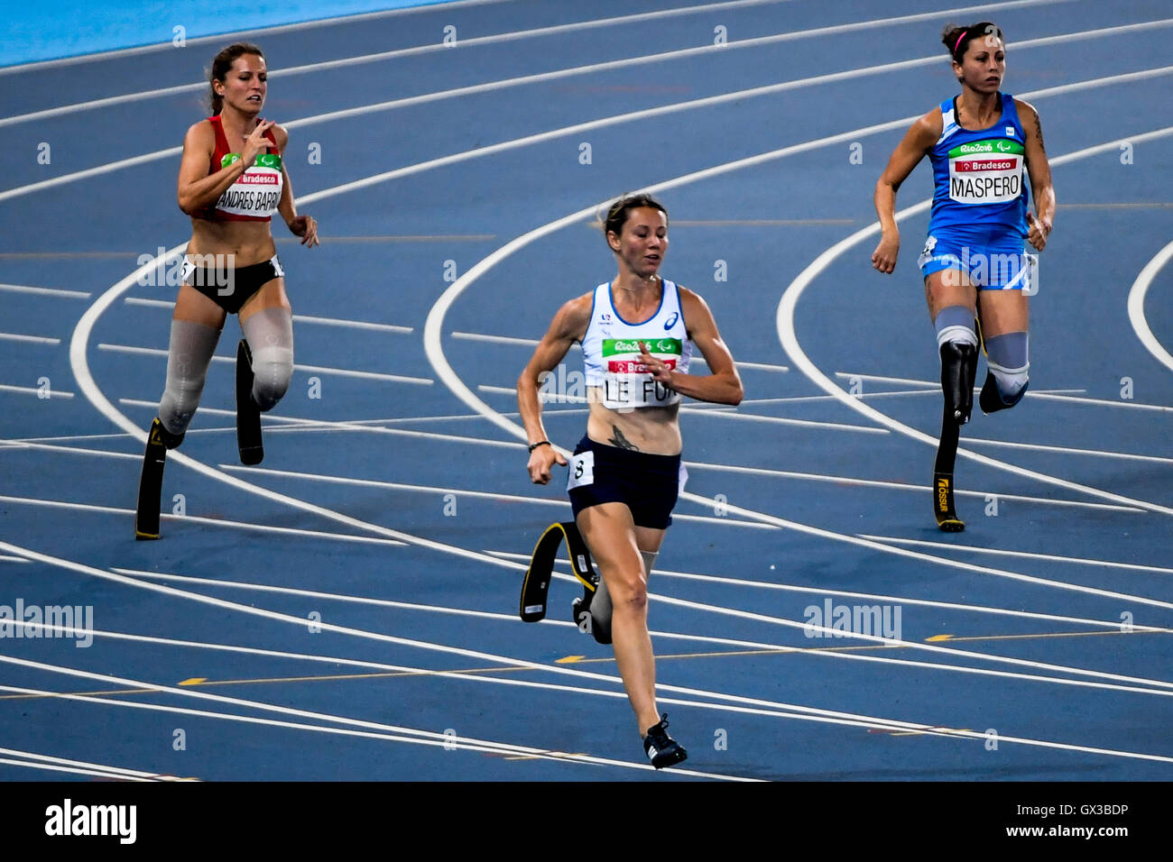 RIO DE JANEIRO, RJ - 14.09.2016 : PARALIMPÍADA 2016 Athlétisme - Marie-Amelie Le Fur (FRA) au cours de l'athlétisme 2016 Paralimpíada s'est tenue au Stade olympique (Photo : Marcelo Cortes/Fotoarena) Banque D'Images