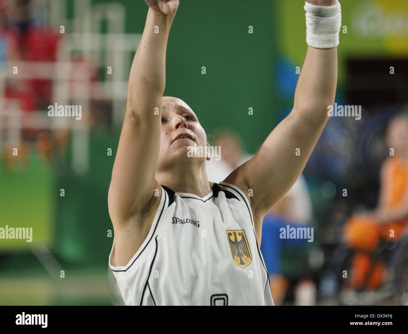 Rio de Janeiro, Brésil. 15 Septembre, 2016. Jeux Paralympiques de Rio 2016 féminine de basketball en fauteuil roulant de demi-finale entre l'Allemagne et les Pays-Bas. L'Allemagne sont jusqu'à la médaille d'or. Credit : PhotoAbility/Alamy Live News Banque D'Images