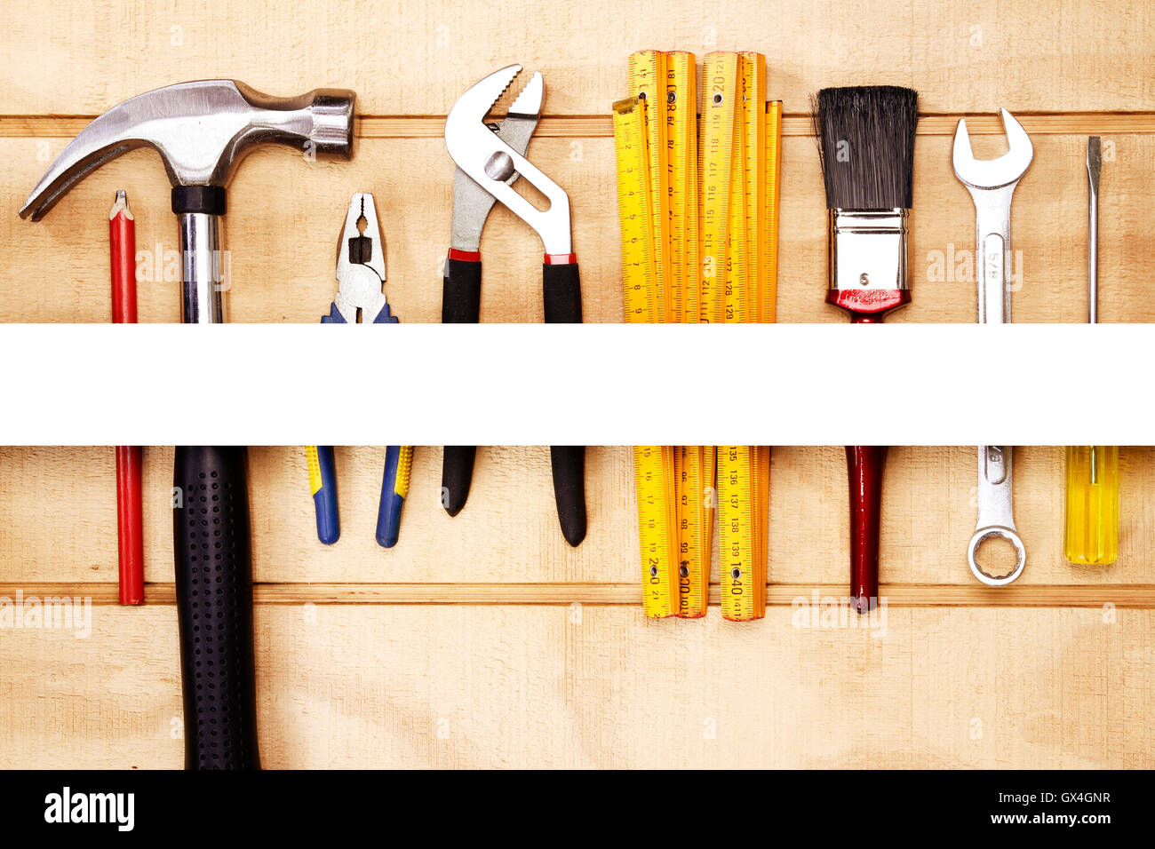 Outils de travail sur bois assortis Banque D'Images