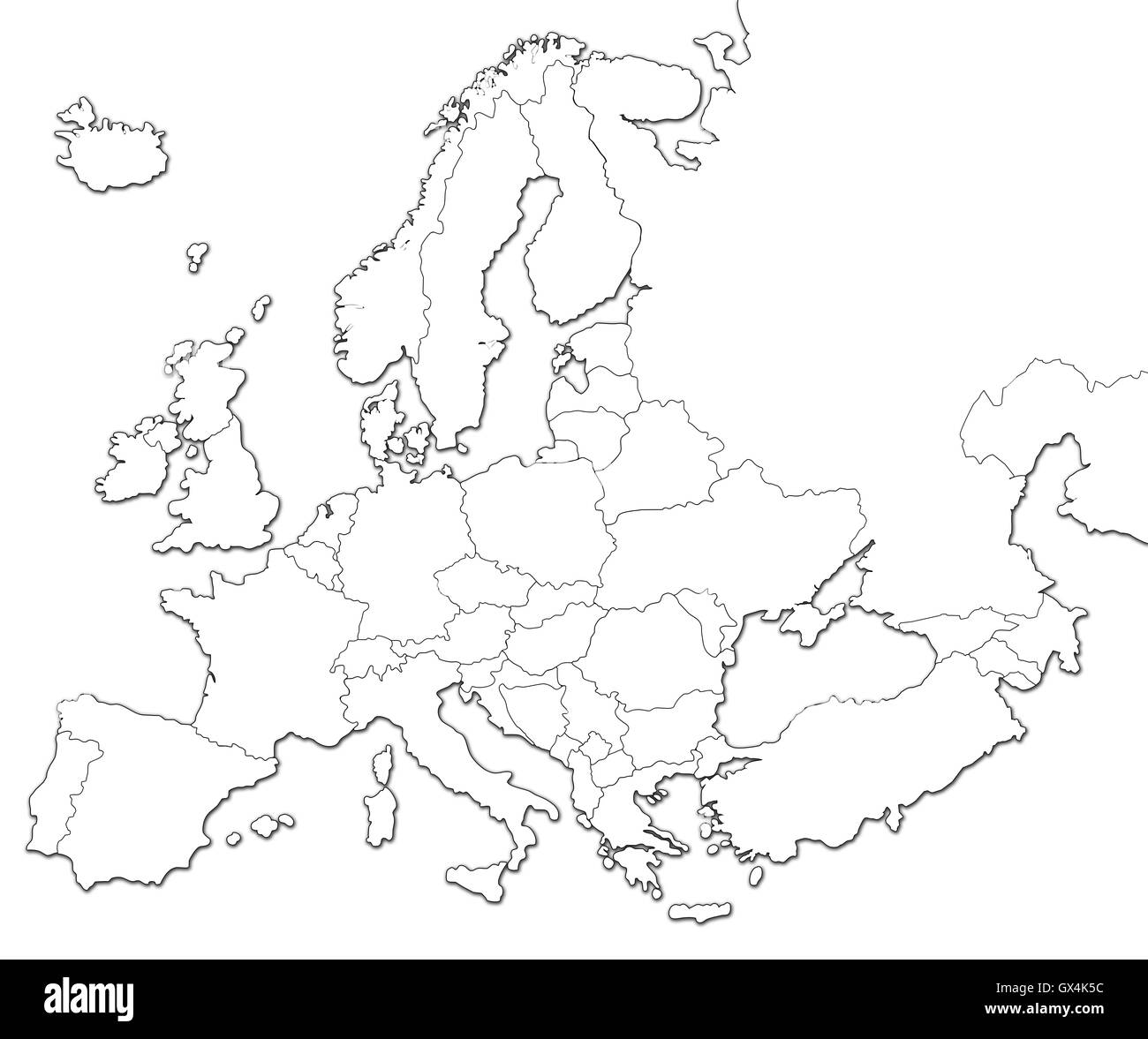 Carte vierge de l'Europe Banque D'Images