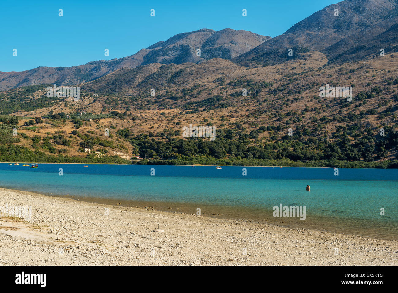 Crète, Grèce : célèbre Lac de Kournas, le seul lac d'eau douce en Crète Banque D'Images