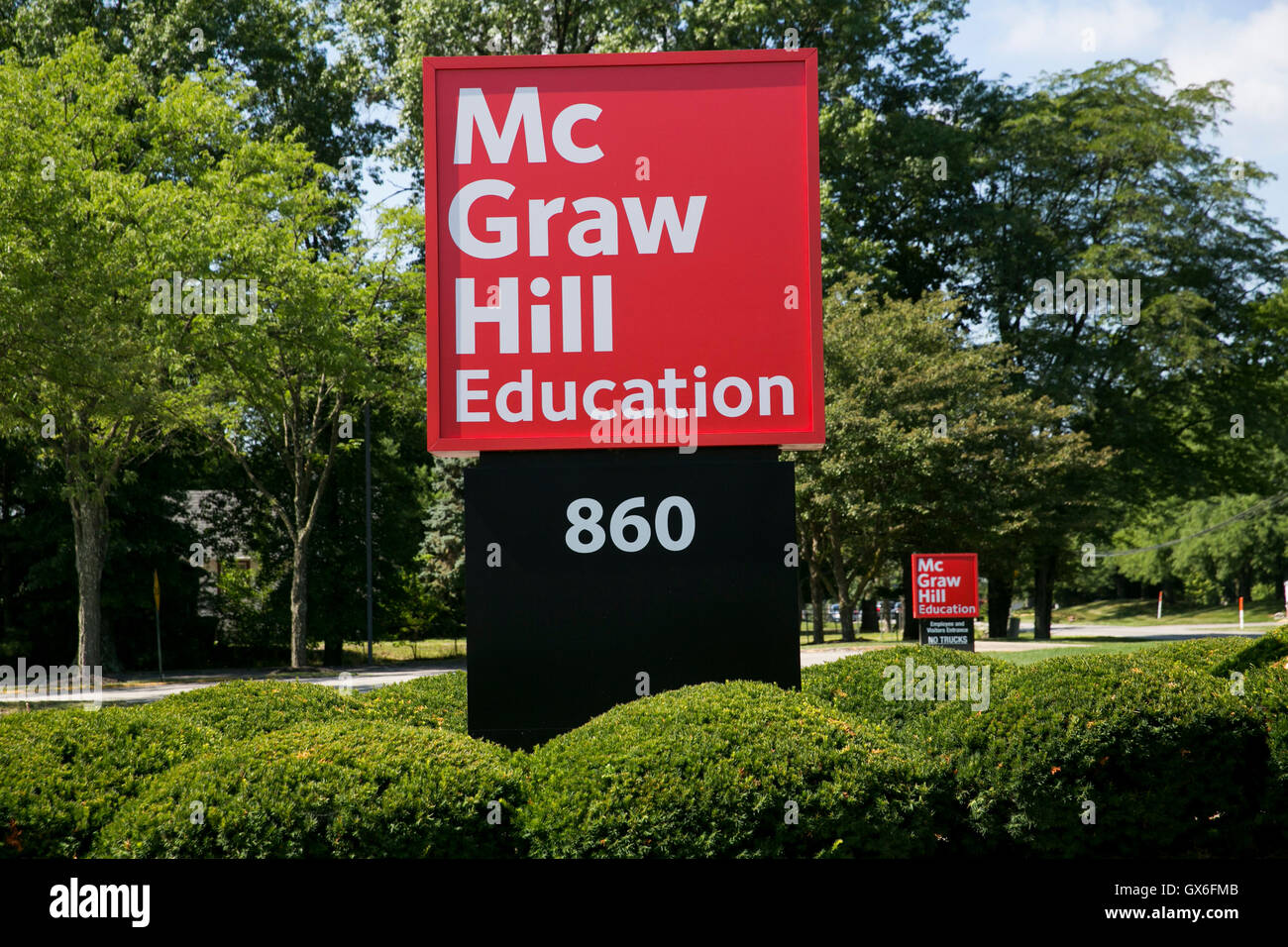 Un logo affiche à l'extérieur d'un établissement occupé par McGraw-Hill Education dans Backlick, Ohio le 23 juillet 2016. Banque D'Images
