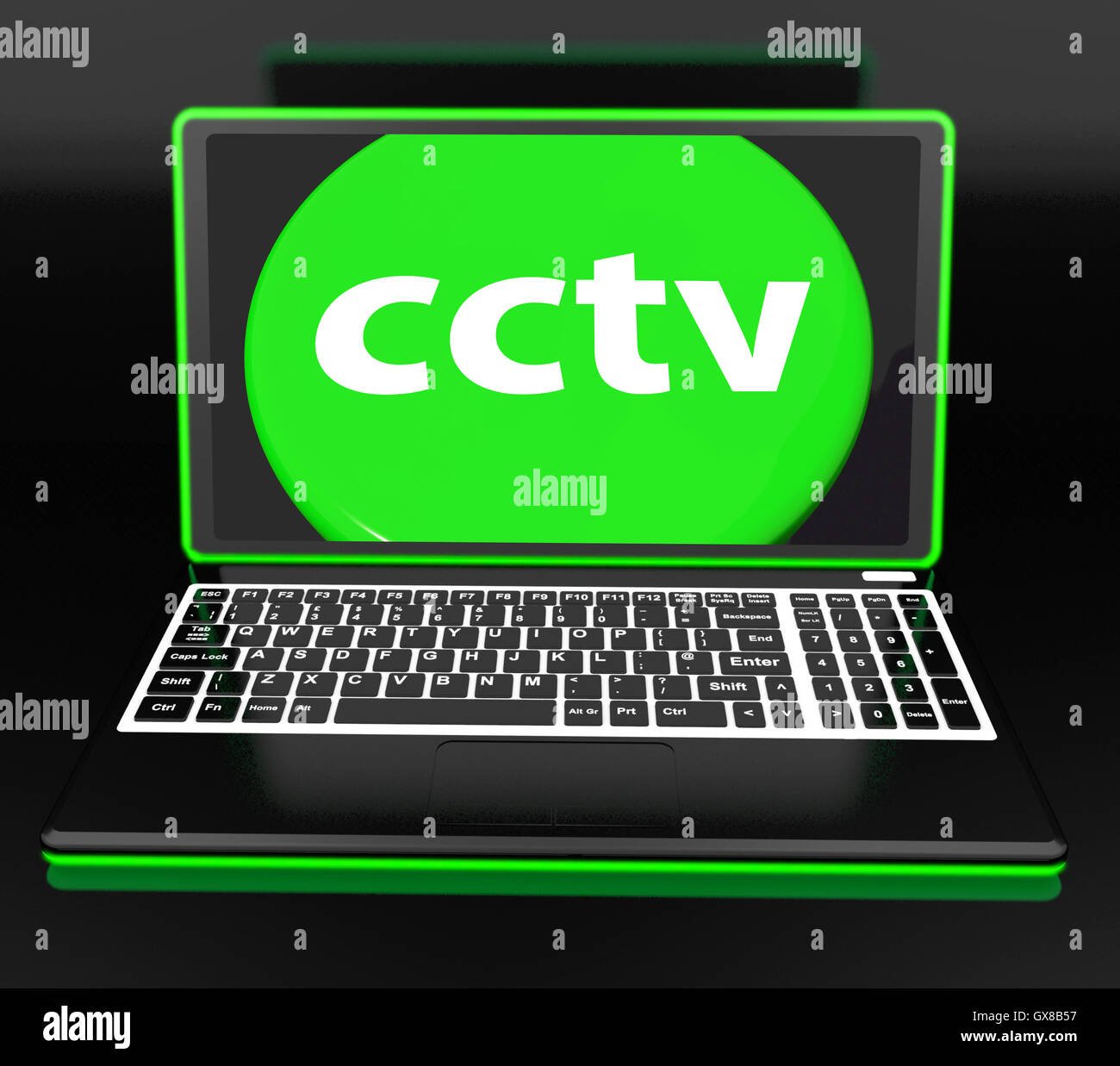 Ordinateur portable de sécurité CCTV Surveillance Montre Protection ou En ligne' ÉTUDE Banque D'Images