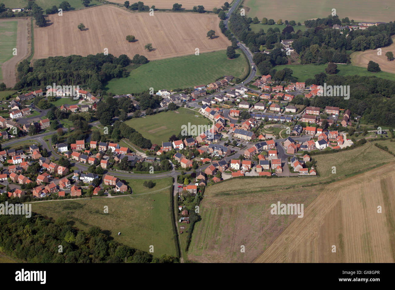 Vue aérienne du village de North Yorkshire, Val-de-UK Banque D'Images