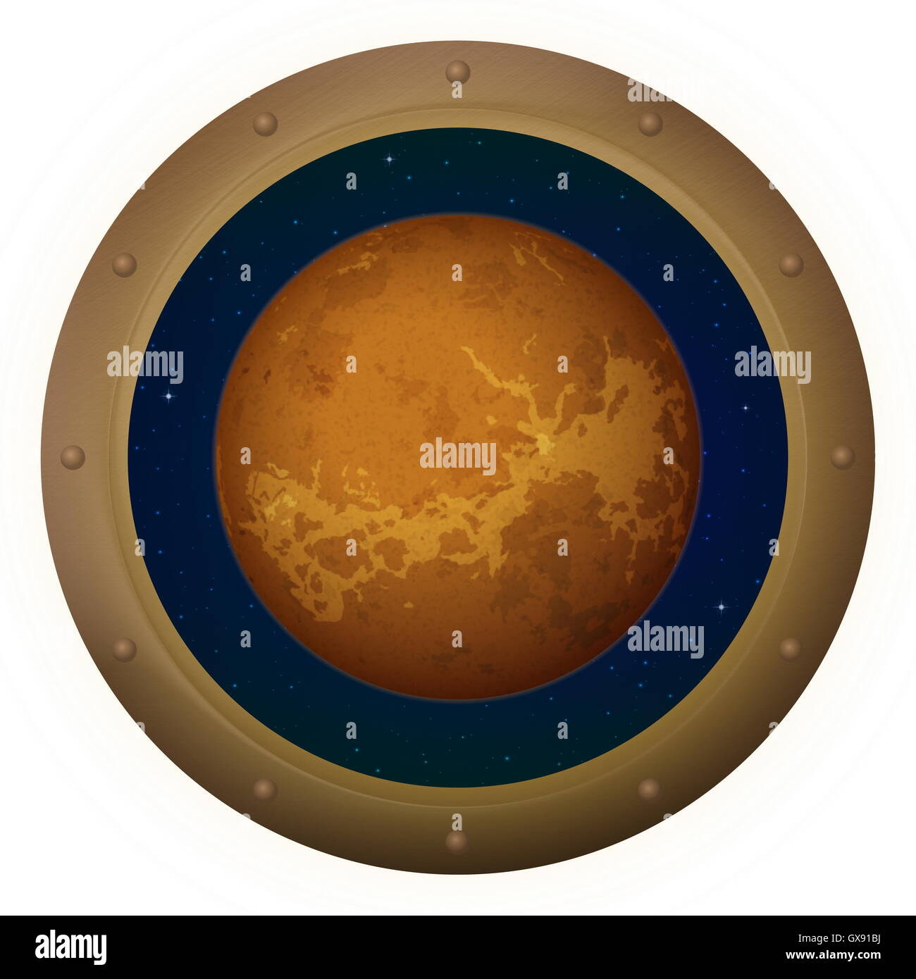 Planète Vénus dans la fenêtre de l'espace Banque D'Images