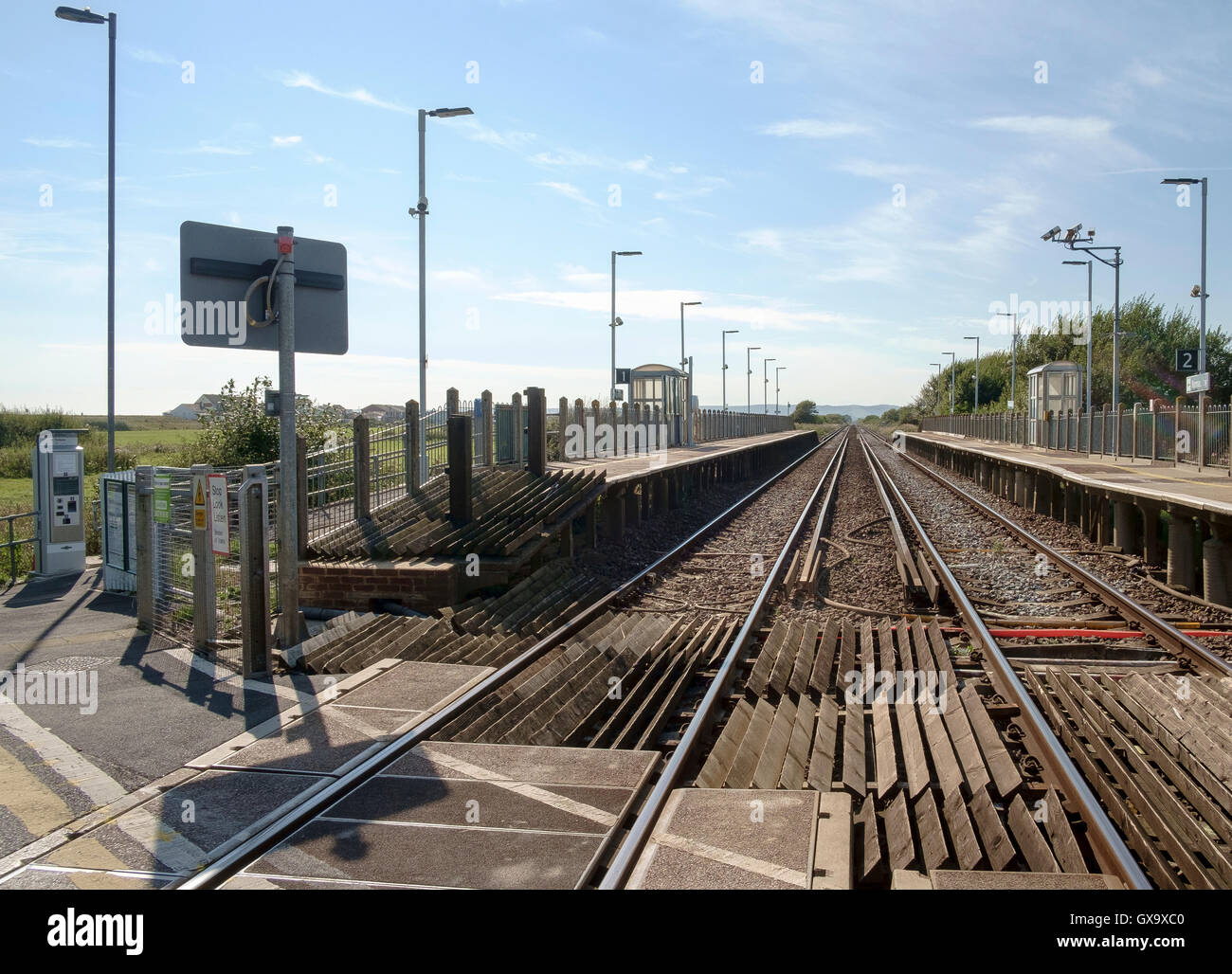 Chemins de fer du sud de la gare de l'Coastway line à Normands Bay, East Sussex, UK Banque D'Images
