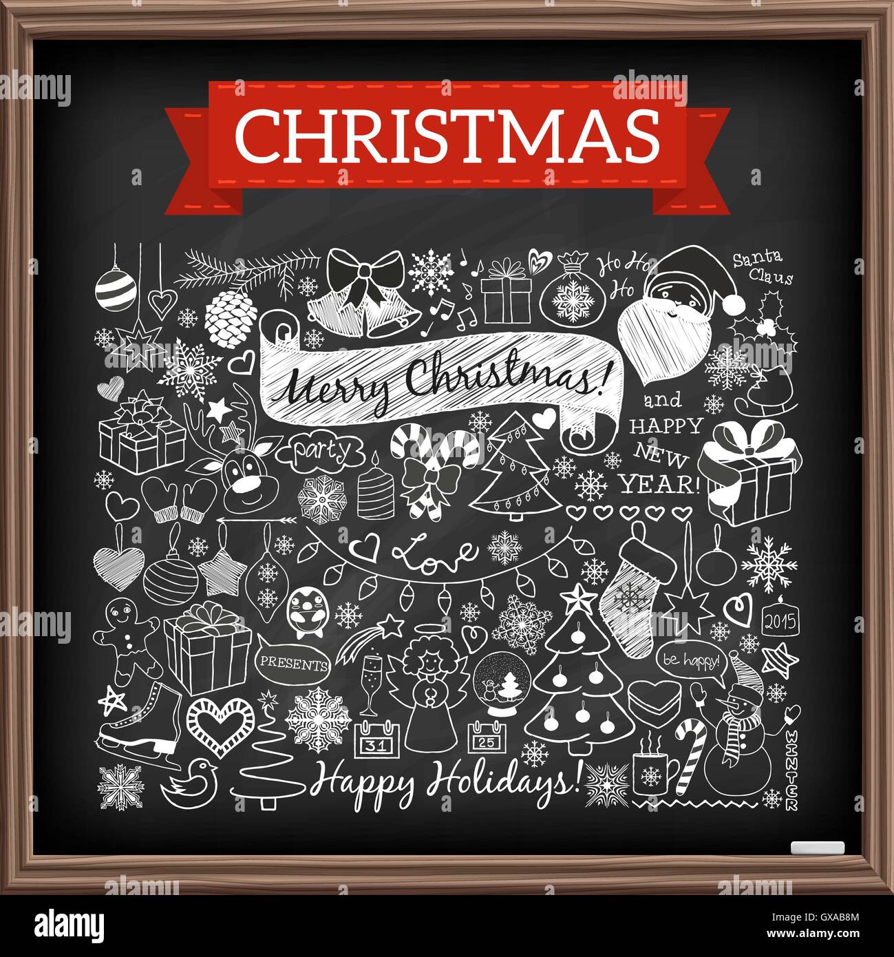 Icônes de Noël Doodle Illustration de Vecteur