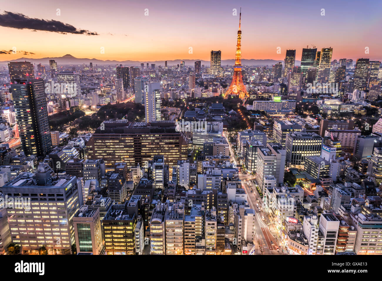 La Tour de Tokyo et Mt. Fuji, vue de Minato-Ku, Tokyo, Japon Banque D'Images