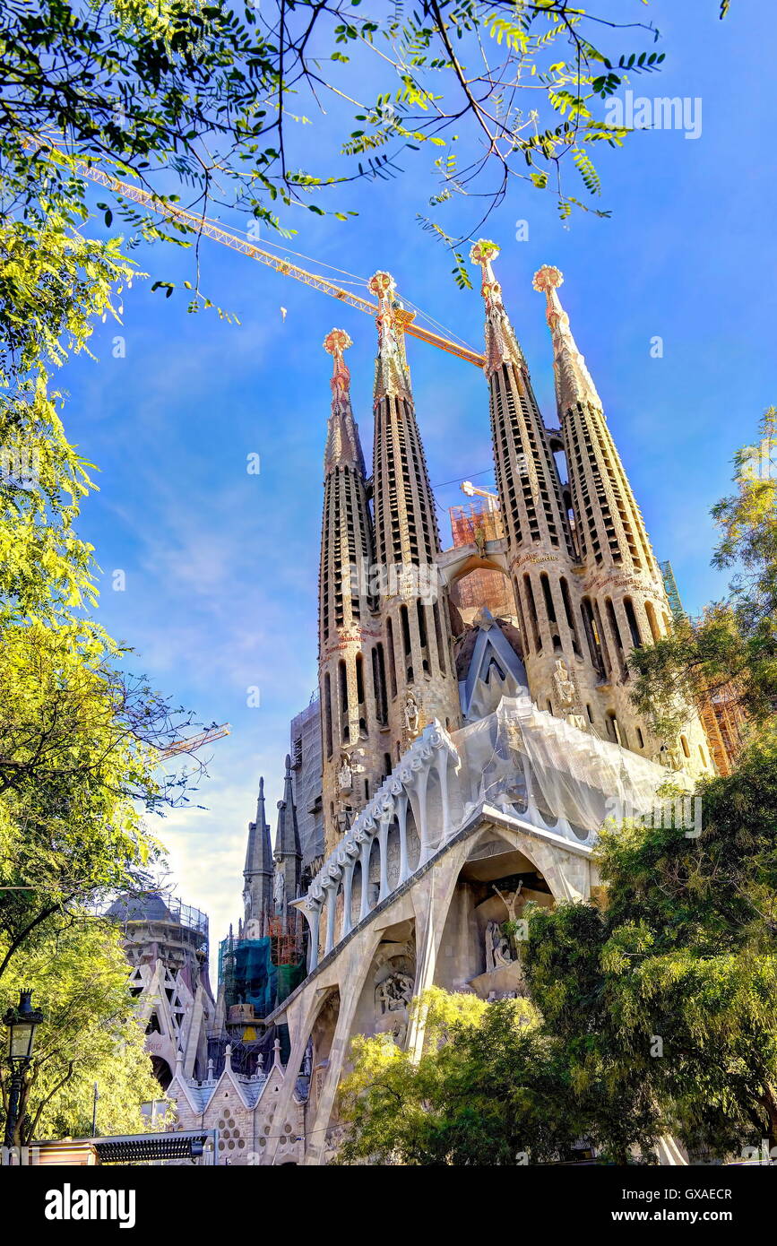 Barcelone, Espagne - 14 novembre 2015 : Sagrada Familia à Barcelone en Espagne en un jour d'automne le 14 novembre 2015 à Barcelone, Espagne Banque D'Images
