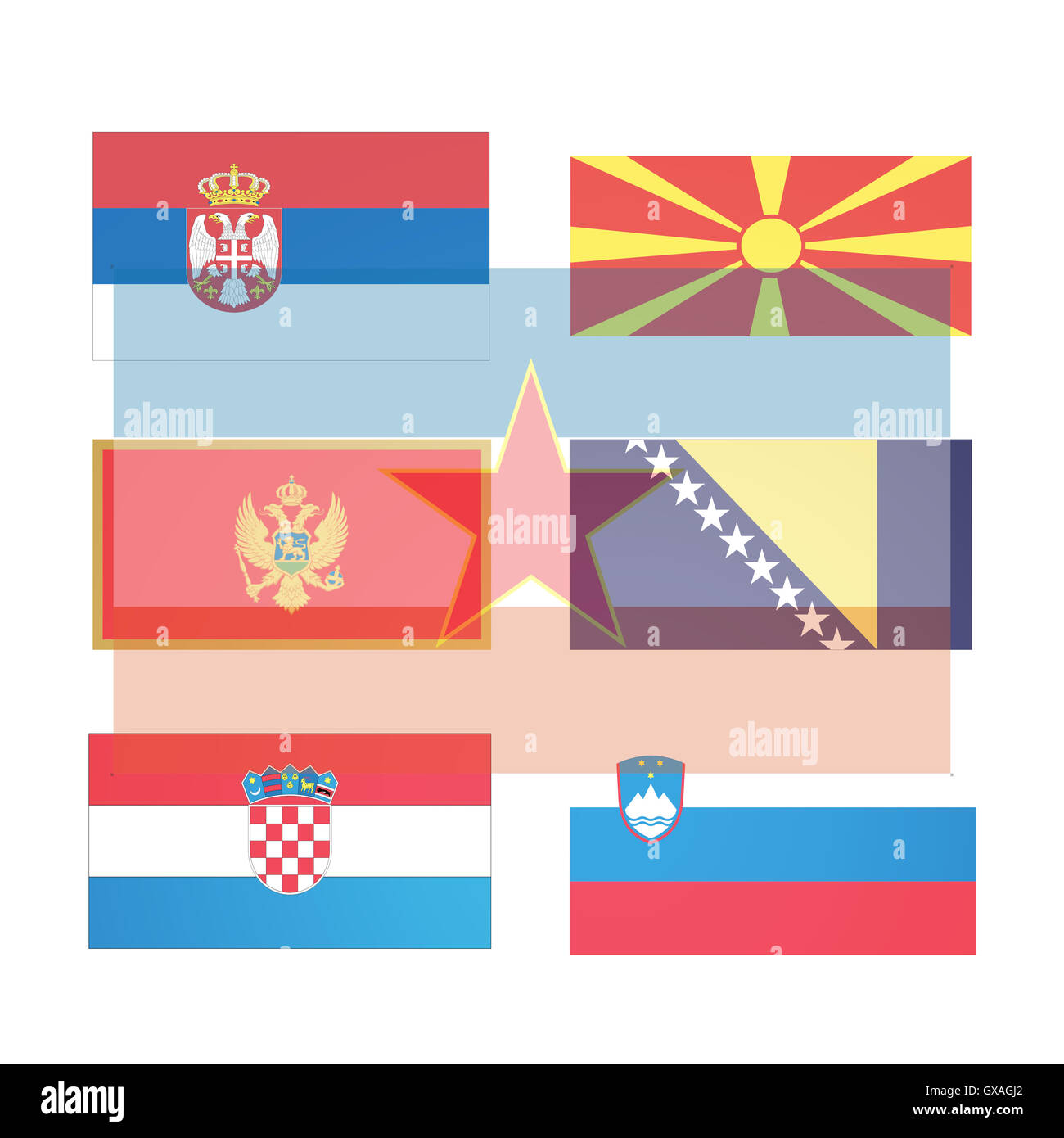 Drapeaux des républiques de l'exYougoslavie. Yougoslavie drapeau au