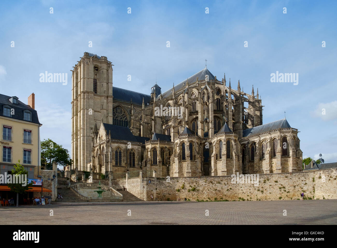 Le mans église cathédrale détail intérieur extérieur Banque D'Images