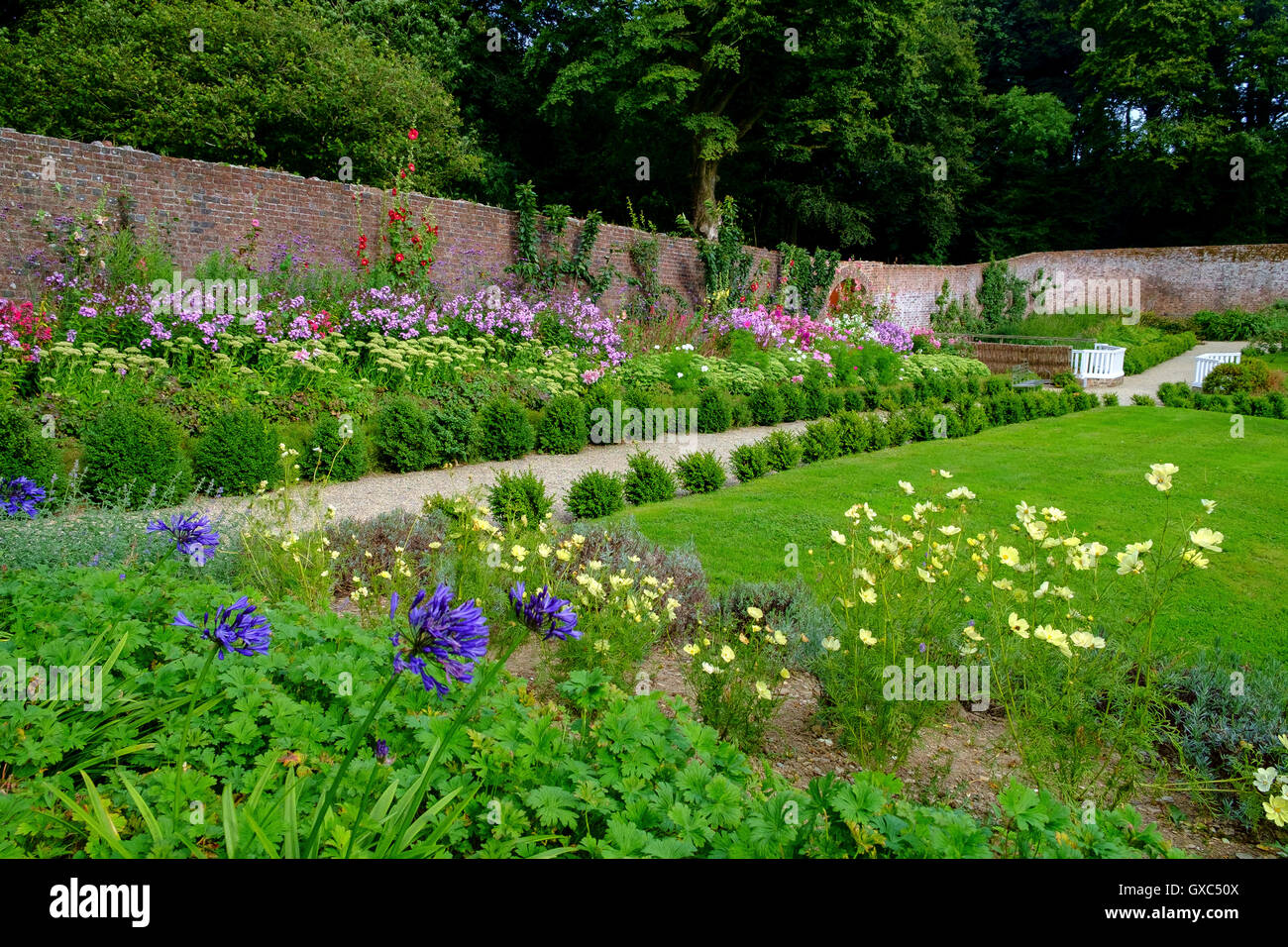 Jardin clos d'arbustes à fleurs Banque D'Images