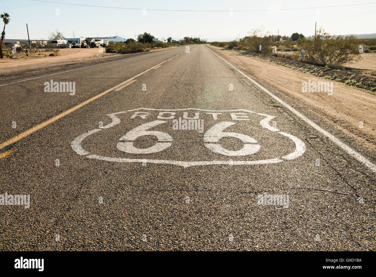 Route Route 66 mark, California, USA Banque D'Images