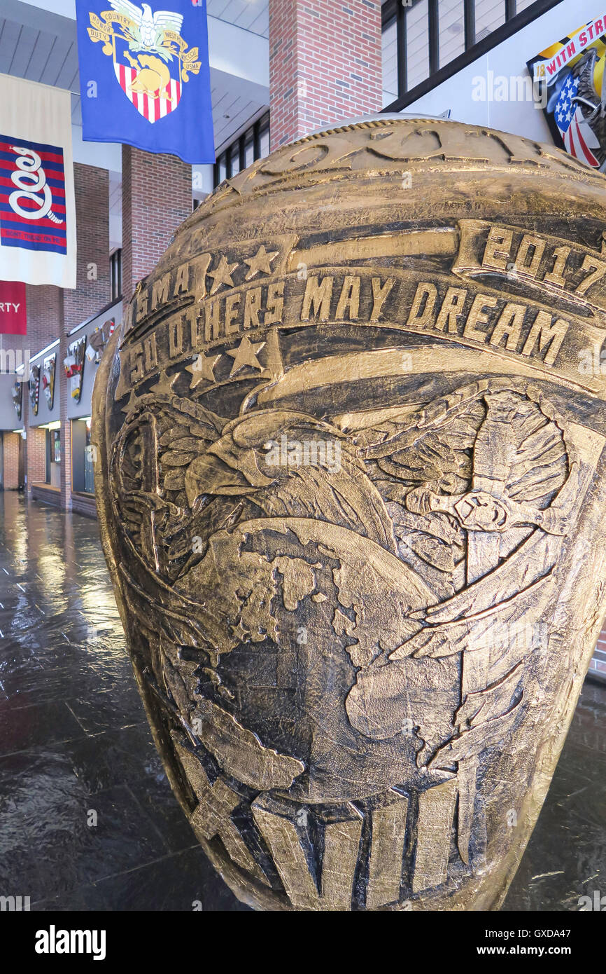 2017 West Point géant anneau classe utilisée pour l'affichage de photos, de l'USMA., West Point, NY, USA Banque D'Images