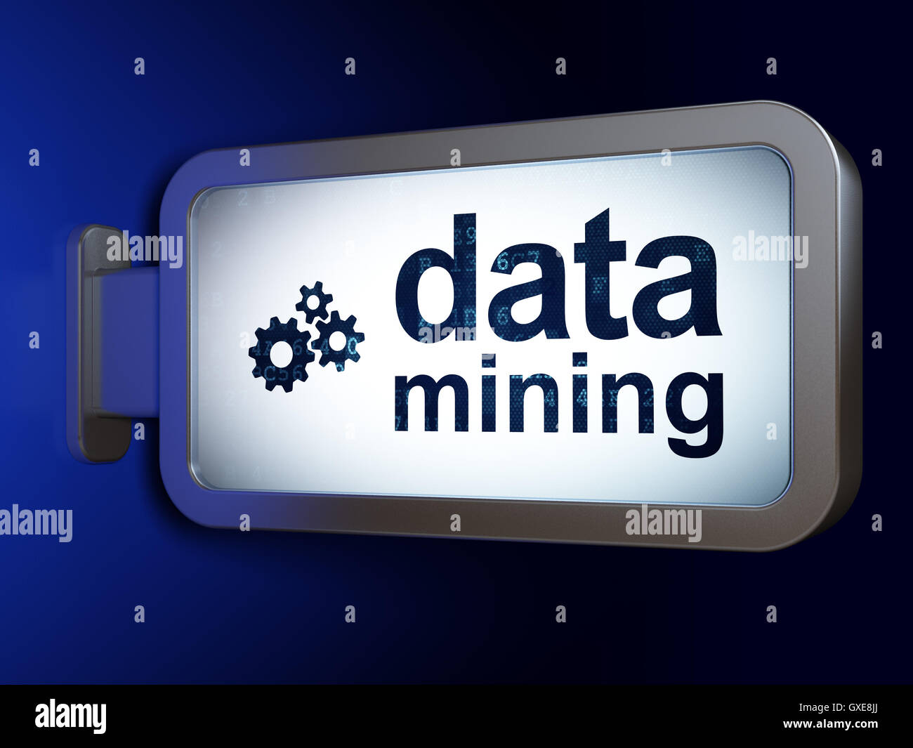 Concept de données : Data Mining et d'engrenages sur fond de panneaux Banque D'Images