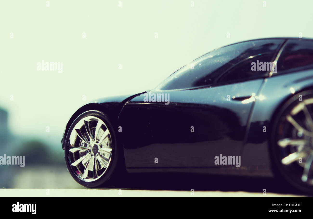 En voiture noire concept rétro Banque D'Images