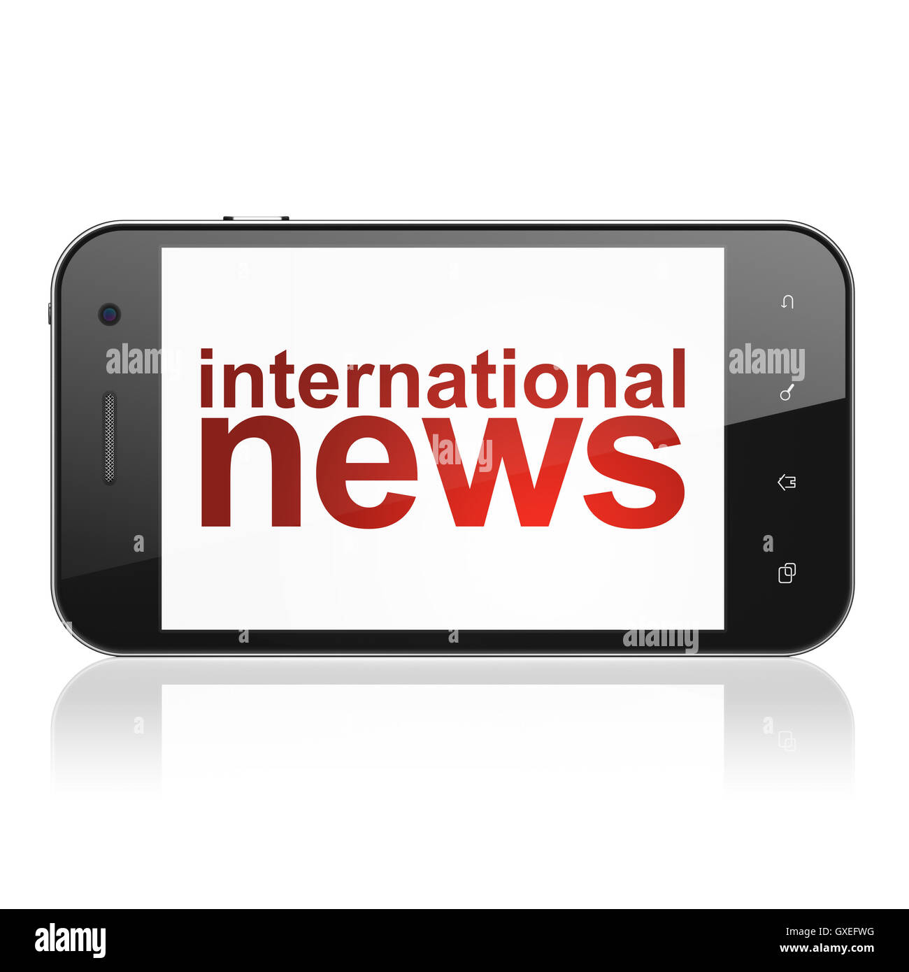 News concept : International News sur smartphone Banque D'Images