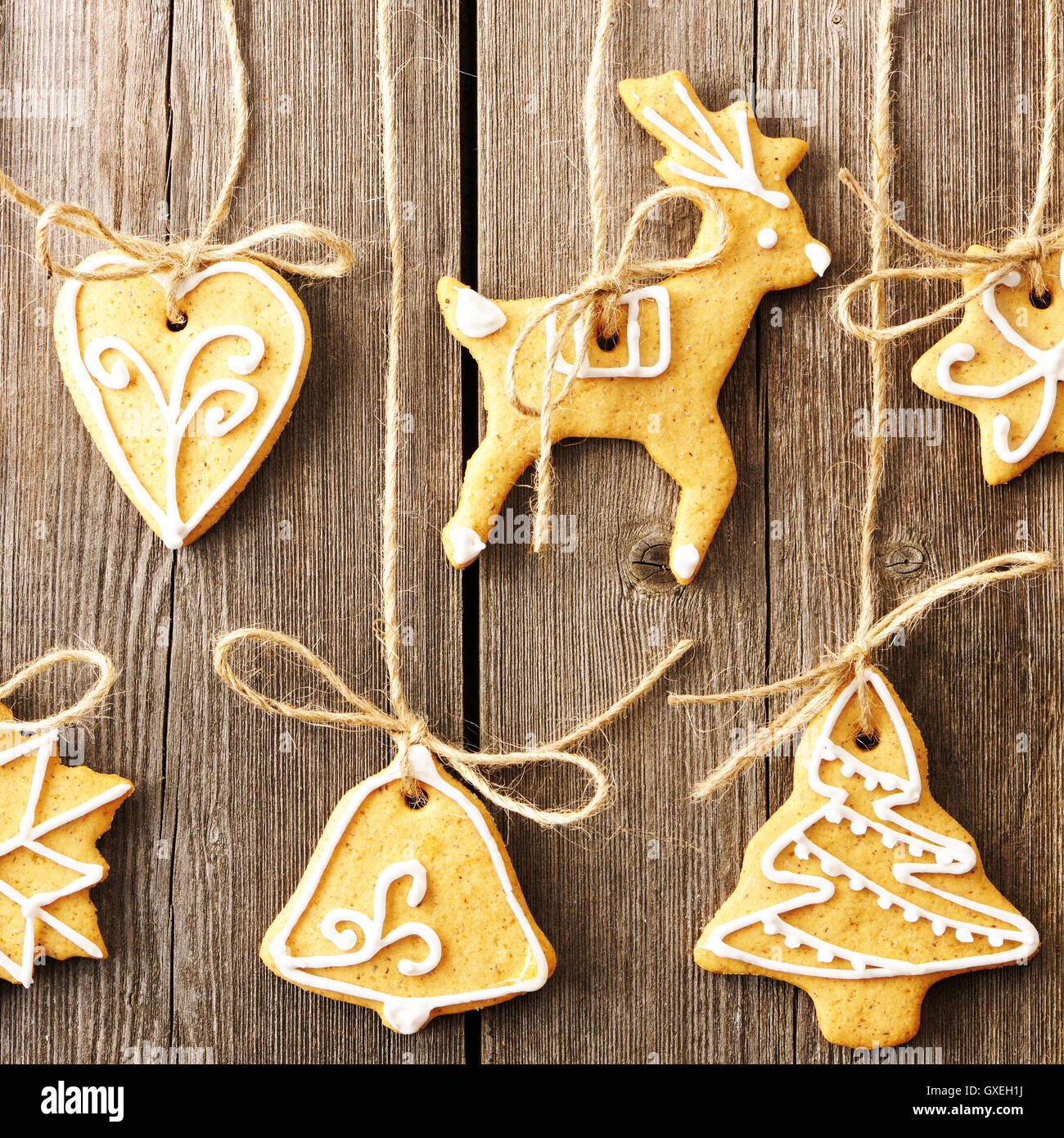 Gingerbread cookies faits maison de Noël Banque D'Images