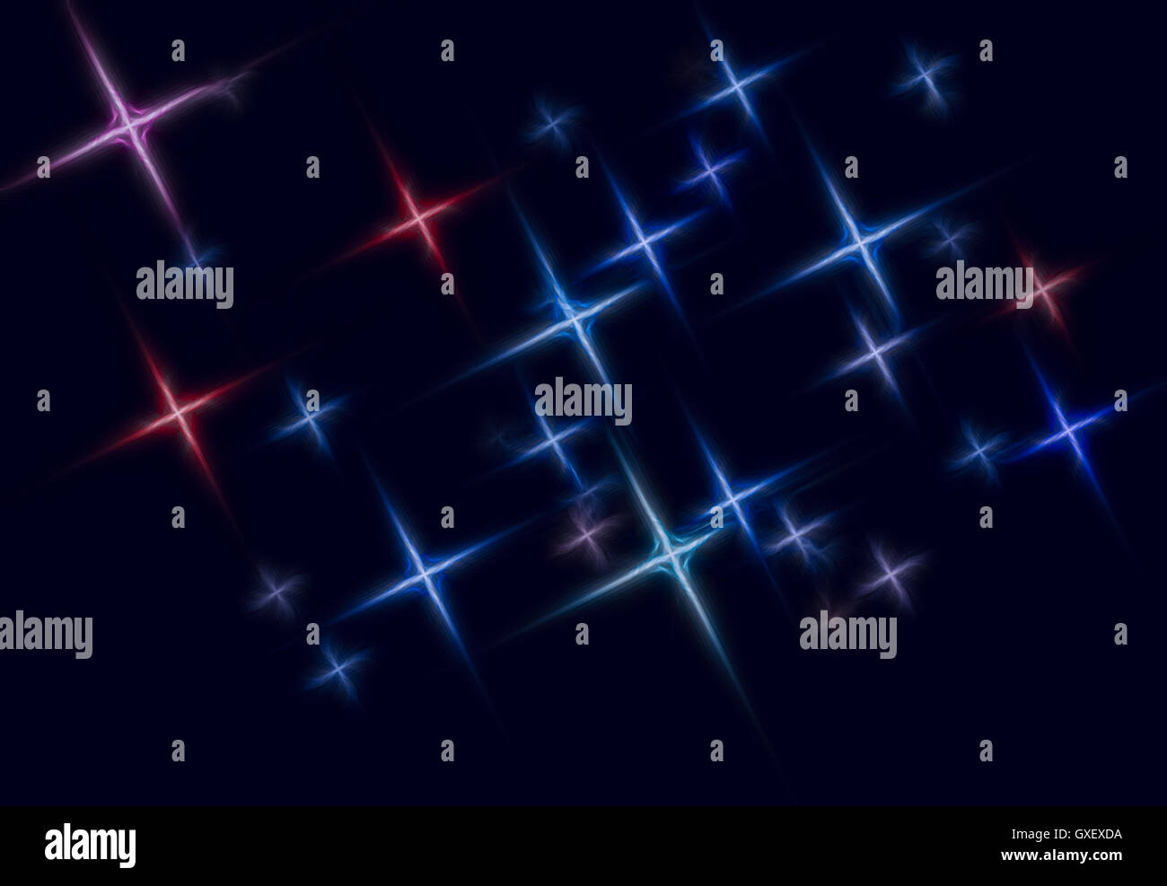 L'espace abstrait toile étoilée illustration composée d'étoiles stylisées qui forment un motif sur fond sombre. Banque D'Images