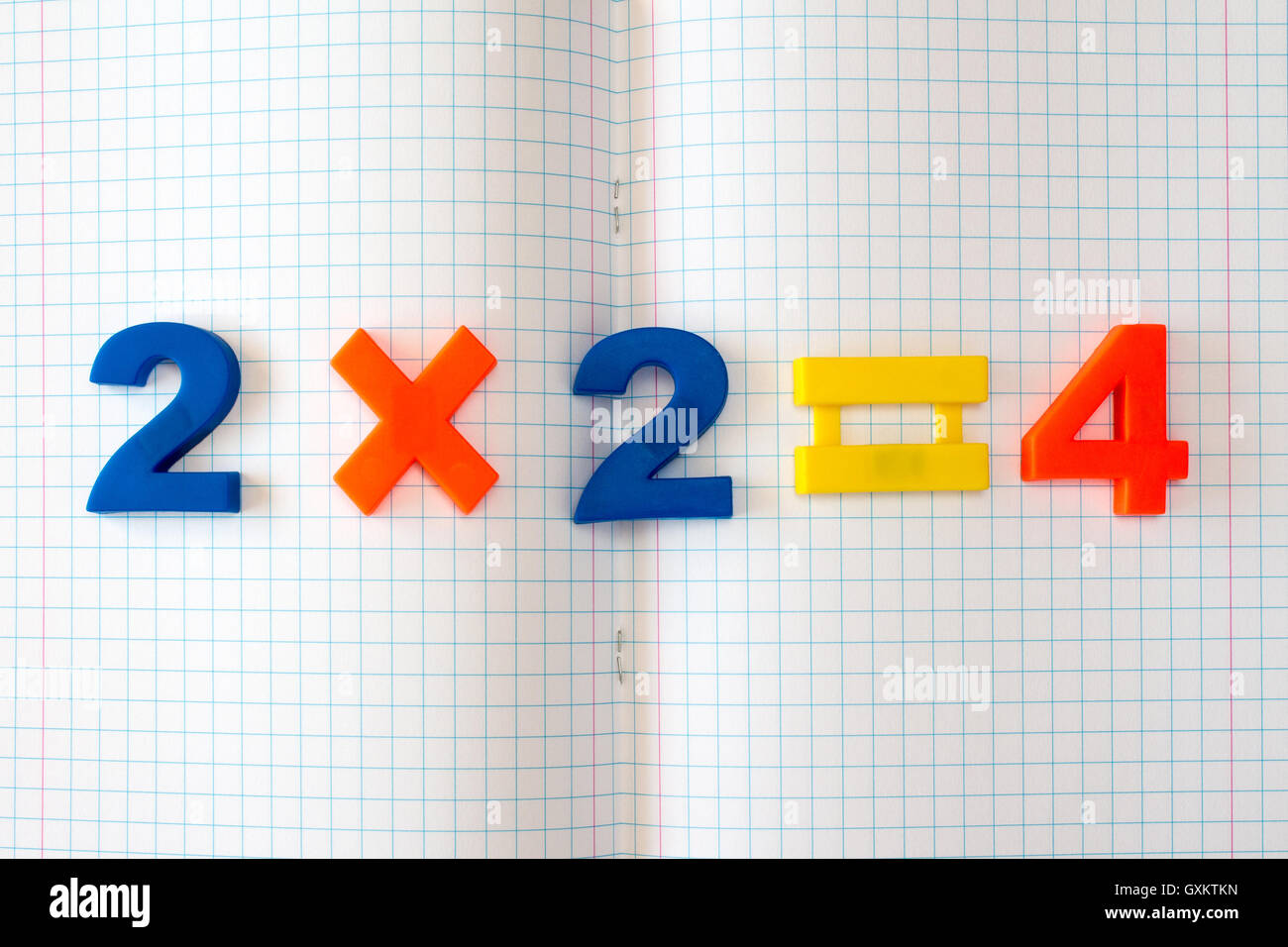 Formule mathématique simple carré ouvert sur le livre d'exercice Banque D'Images