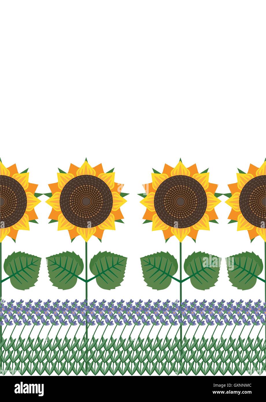 Provence : lavande et tournesols modèle transparent horizontal Illustration de Vecteur