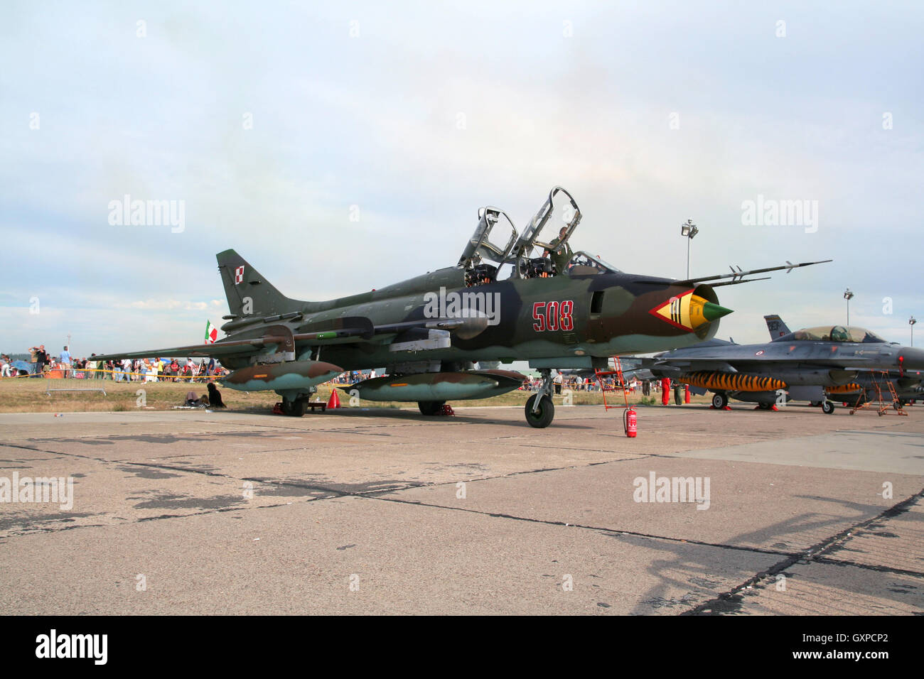 Armée de l'air polonaise Sukhoi Su-22 fitter sur siplay à kecskemet airshow Banque D'Images