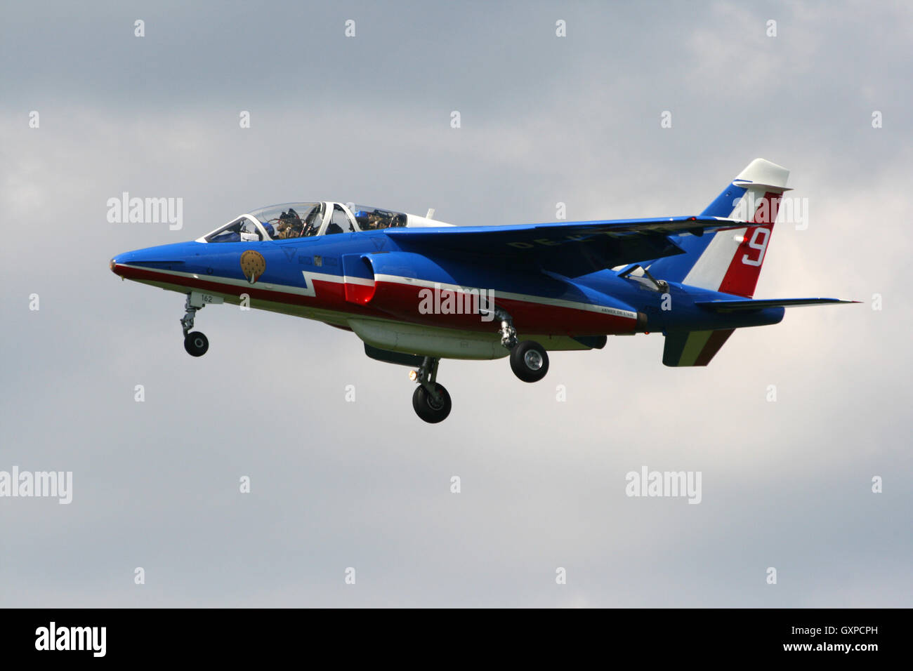 Patrouille de France alpha jet landing Banque D'Images