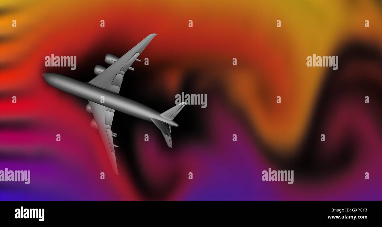 Avion en champ de turbulence du vent coloré Banque D'Images