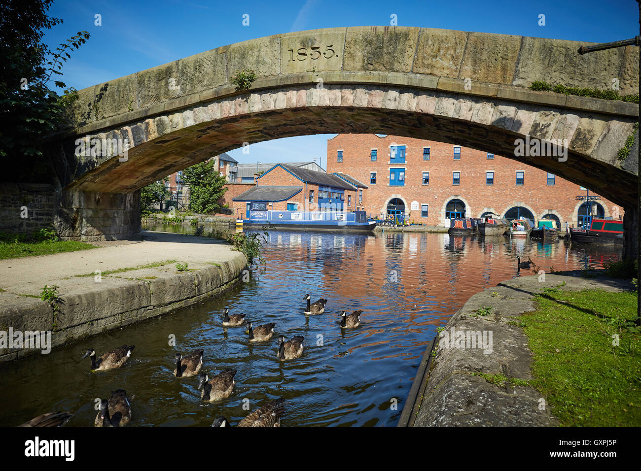 Portland basin canal cheminée bateaux Ashton-under-Lyne Dukinfield Junction Canal Forêt pic étroit canal Ashton Huddersfield Banque D'Images