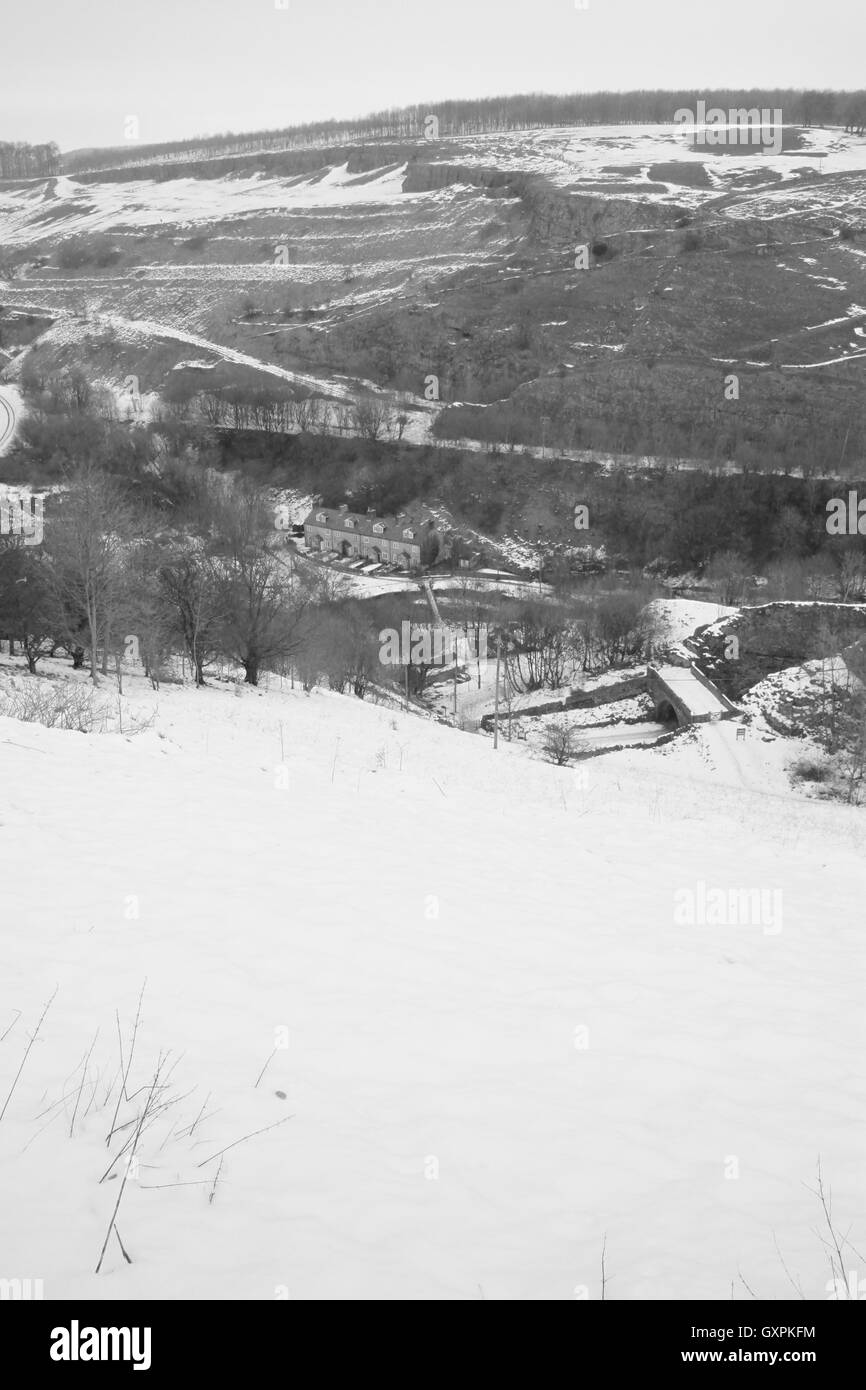 Snowy Peak District, Derbyshire Buxton neige festive Banque D'Images
