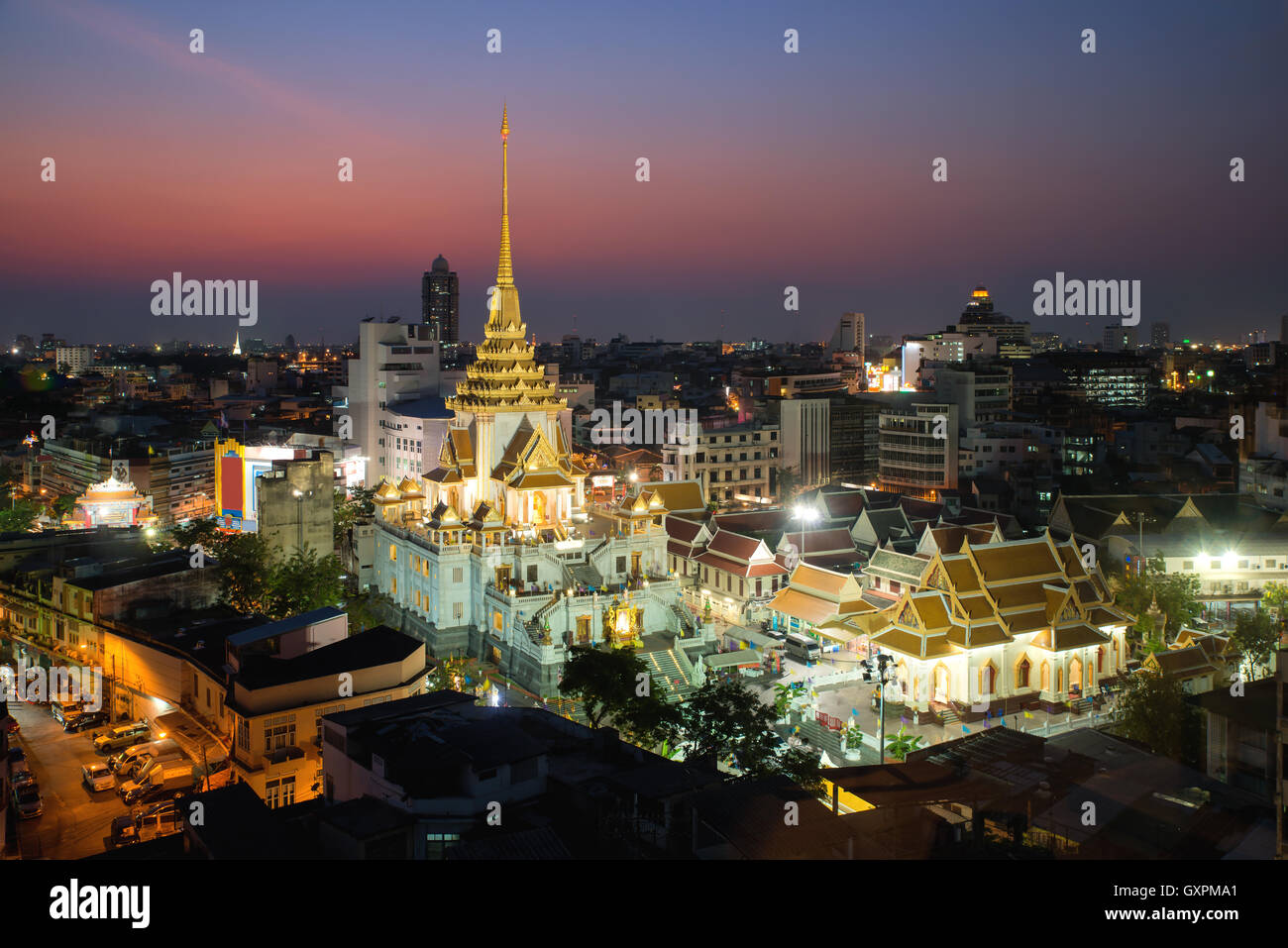 Wat Traimit au quartier Yaowarat à Bangkok, Thaïlande. China town de Bangkok, Thaïlande. Banque D'Images