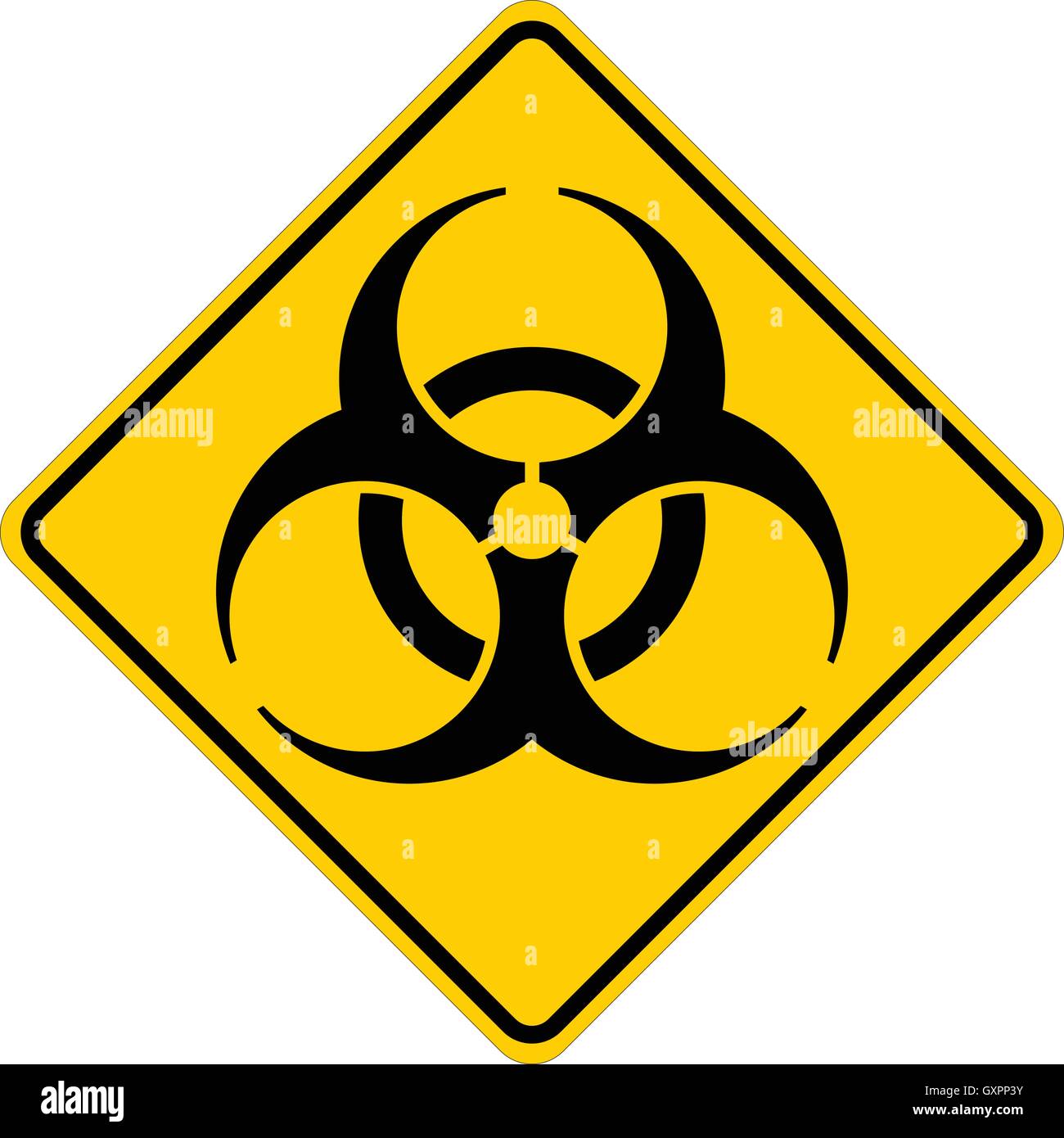 Matières infectieuses biohazard avertissement, signe de danger biologique carré jaune, vector illustration. Illustration de Vecteur