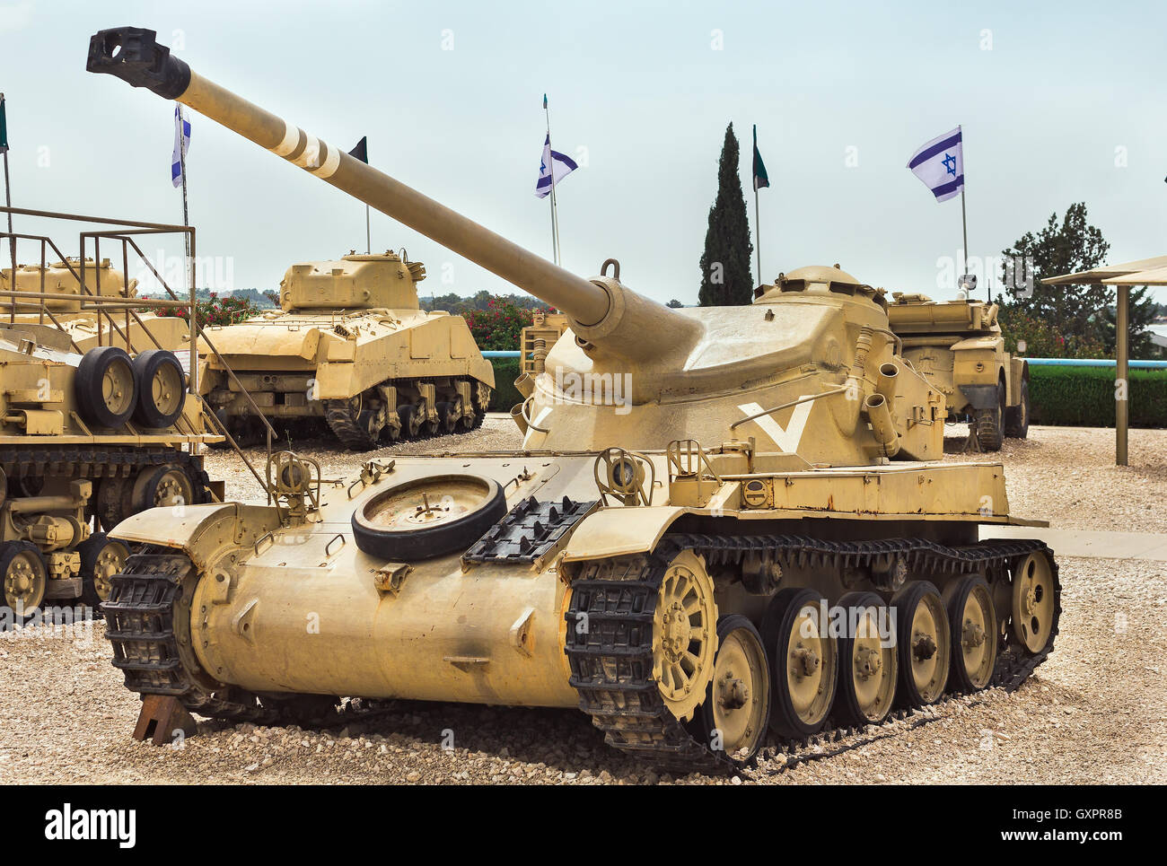 Collection de vieux tanks et des véhicules blindés en Israël Banque D'Images