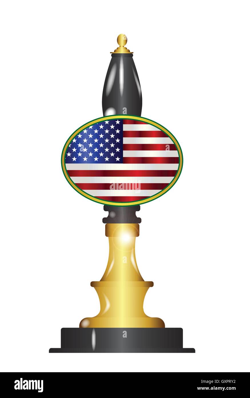 Une pompe à bière typique et traditionnel avec des Stars and Stripes flag over a white background Illustration de Vecteur