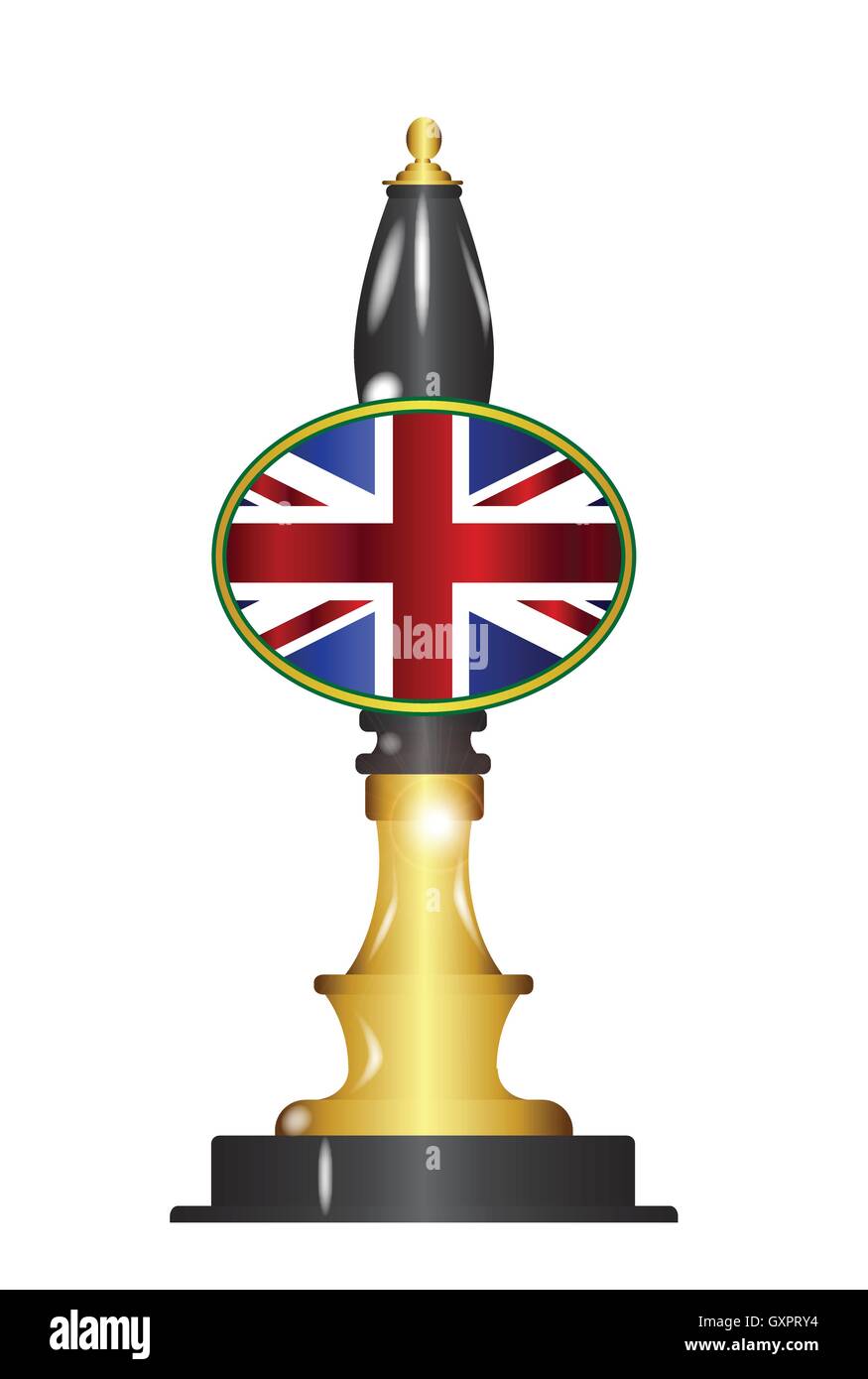 Une pompe à bière typique et traditionnel avec Union Jack flag over a white background Illustration de Vecteur