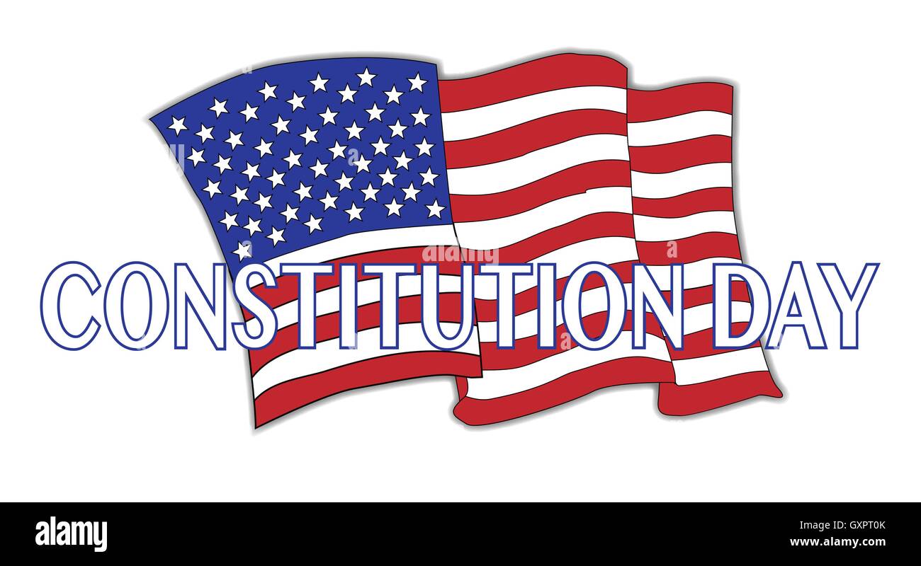 Une Constitution Day stars and stripes flag et du texte sur un fond blanc Illustration de Vecteur