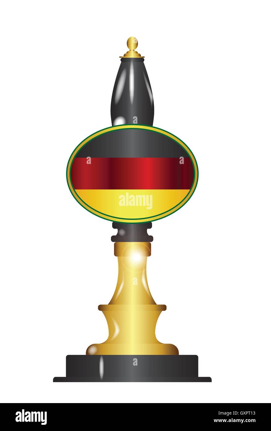 Une pompe à bière typique et traditionnel avec drapeau allemand sur un fond blanc Illustration de Vecteur