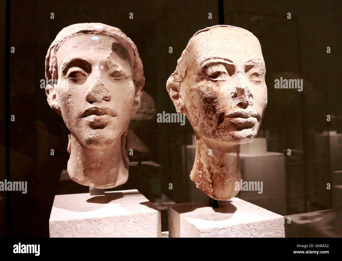 Skulptur/ Bueste : Echnaton und Nofretete / Akhenaton / Neferneferuaten Nefertiti, Berlin. Banque D'Images