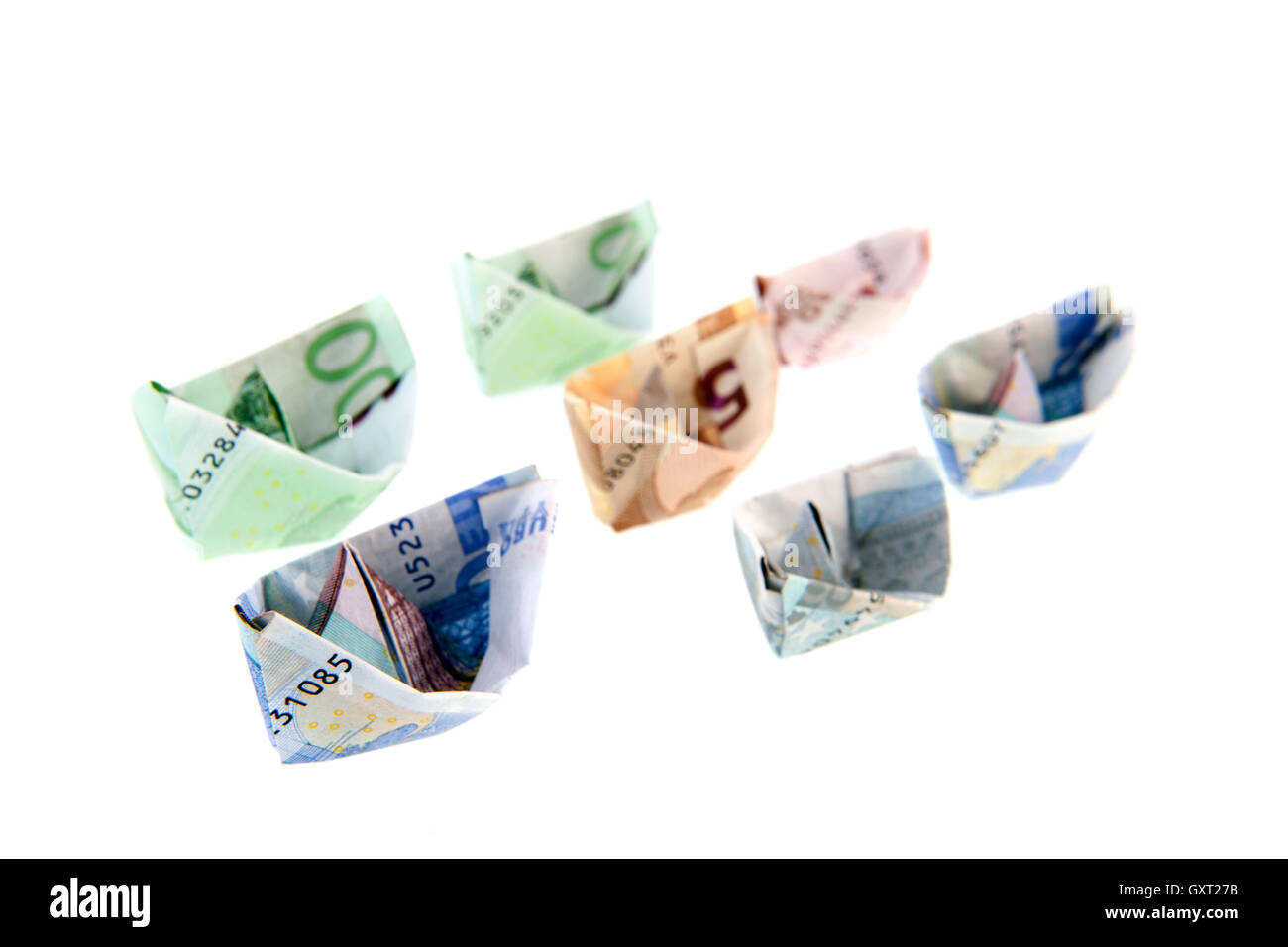 L'argent en papier bateaux Banque D'Images