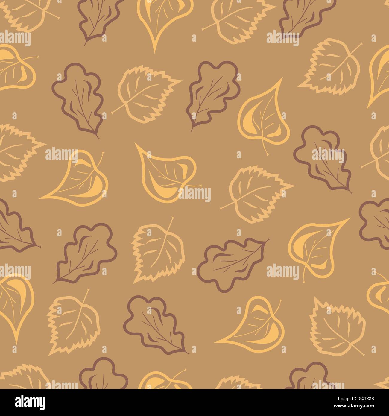 Couleur automne chene bouleau et linden leaves seamless pattern Illustration de Vecteur