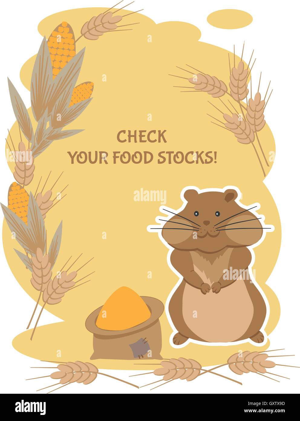 Hamster Thrifty vous conseille de vérifier vos stocks de produits alimentaires Illustration de Vecteur