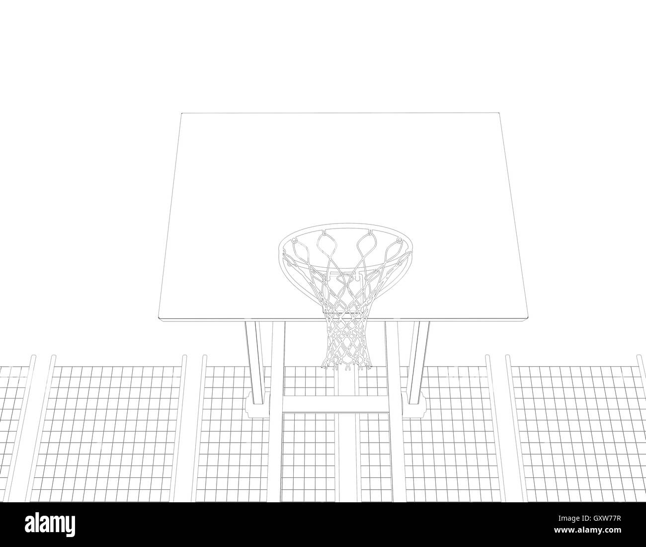 Basket-ball. Wire Frame Banque D'Images