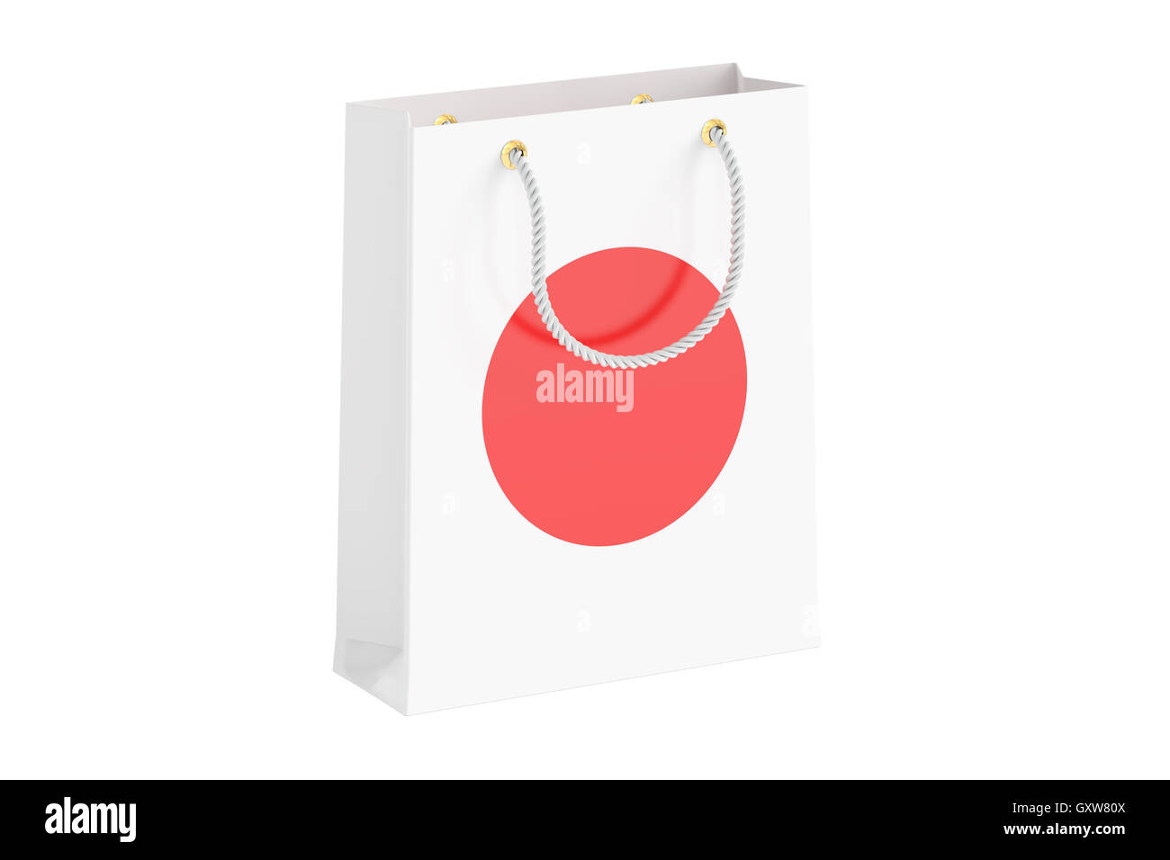 Panier avec drapeau japonais, rendu 3D isolé sur fond blanc Banque D'Images
