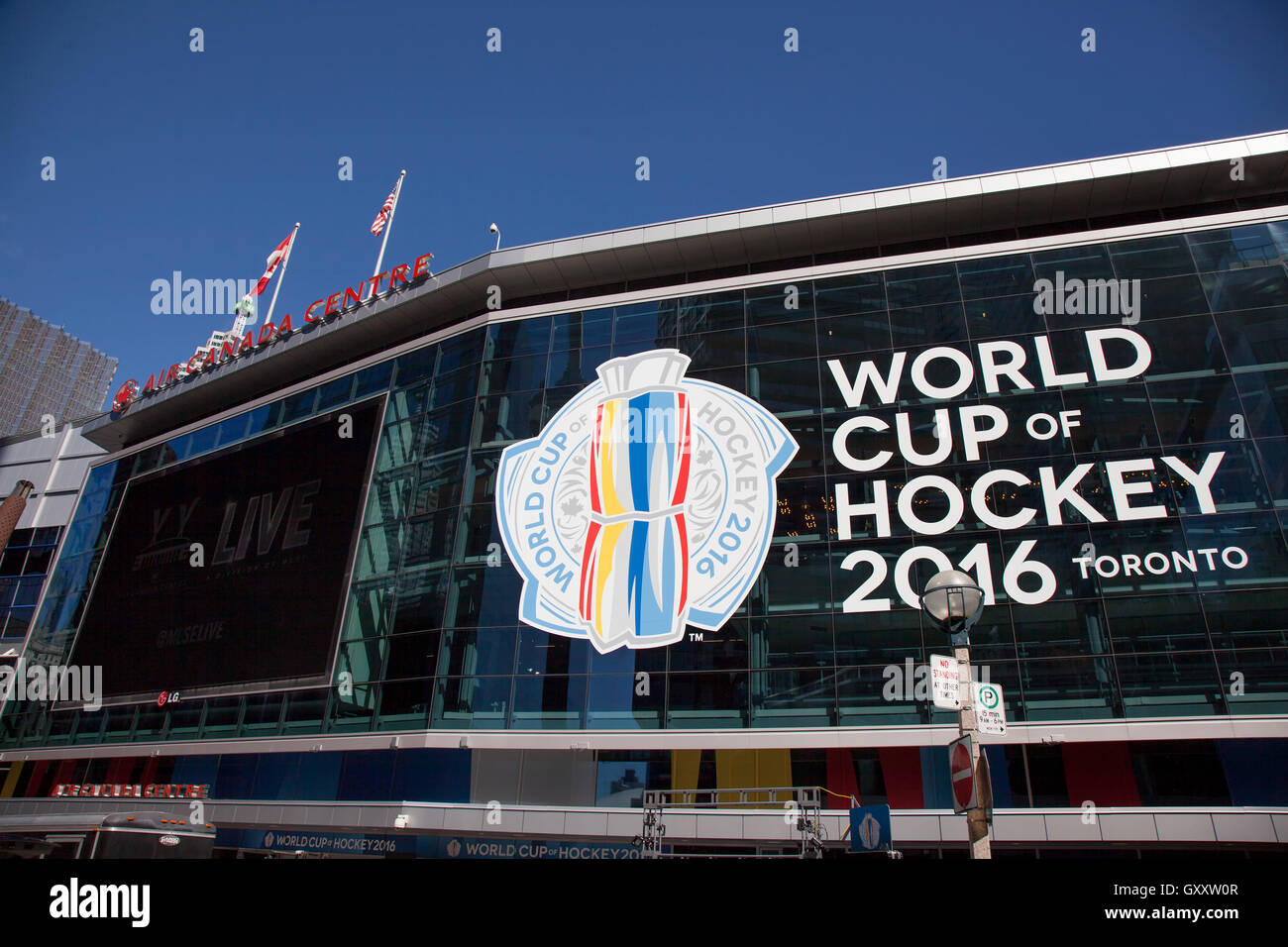 TORONTO - Le 15 septembre 2016 : l'Air Canada Centre de Toronto est l'hôte de la Coupe du monde de hockey 2016 tournoi. Banque D'Images