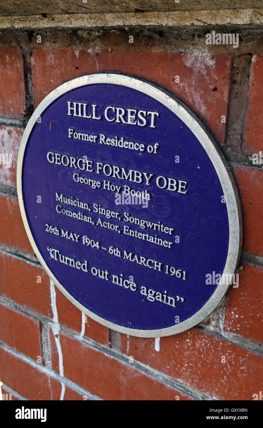 Hill Crest,Résidence de George Formby OBE, Stockton Heath,Warrington Cheshire,Angleterre, Banque D'Images