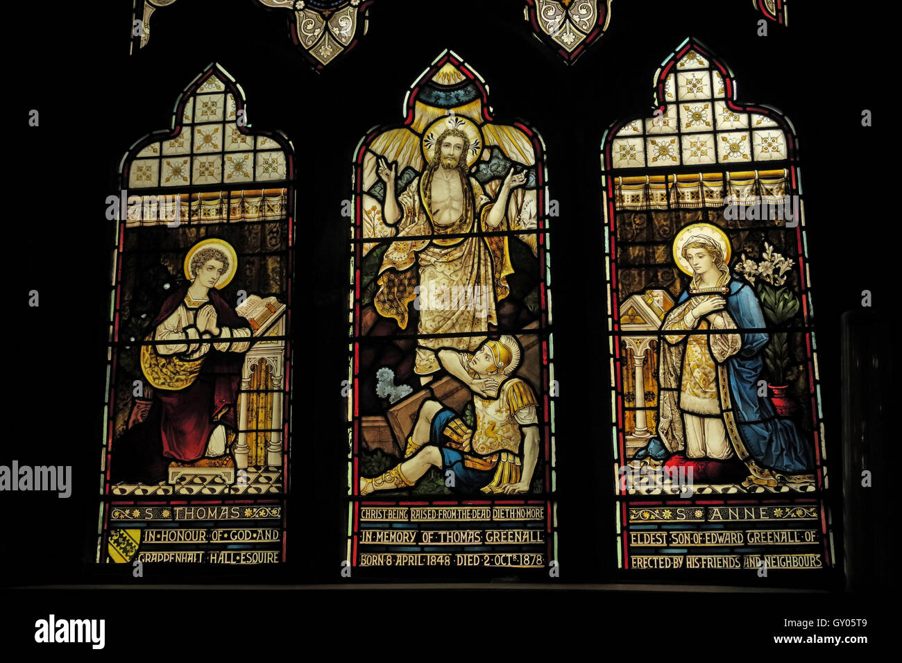 Wilfrids- Grappenhall église St Thomas Anne Greenall vitrail Warrington Banque D'Images