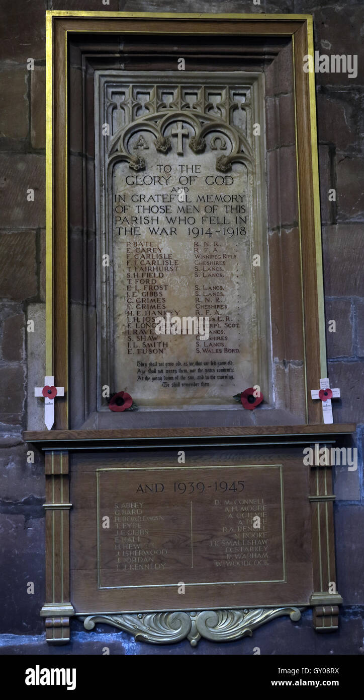 L'église St- Wilfrids Grappenhall 1914-18,tombé pour la gloire de Dieu, Warrington Banque D'Images